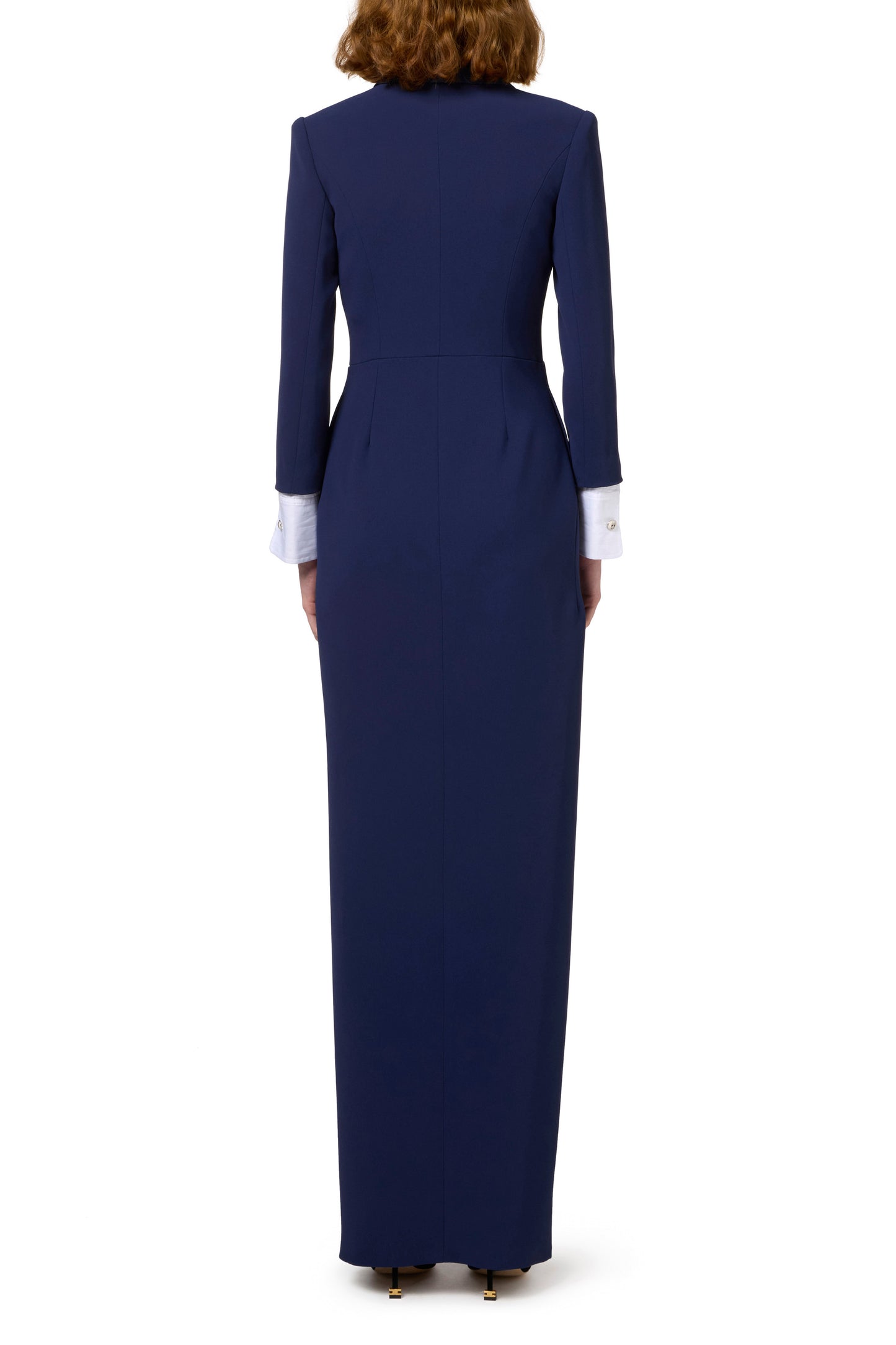 Red carpet crêpe dress with satin lapels