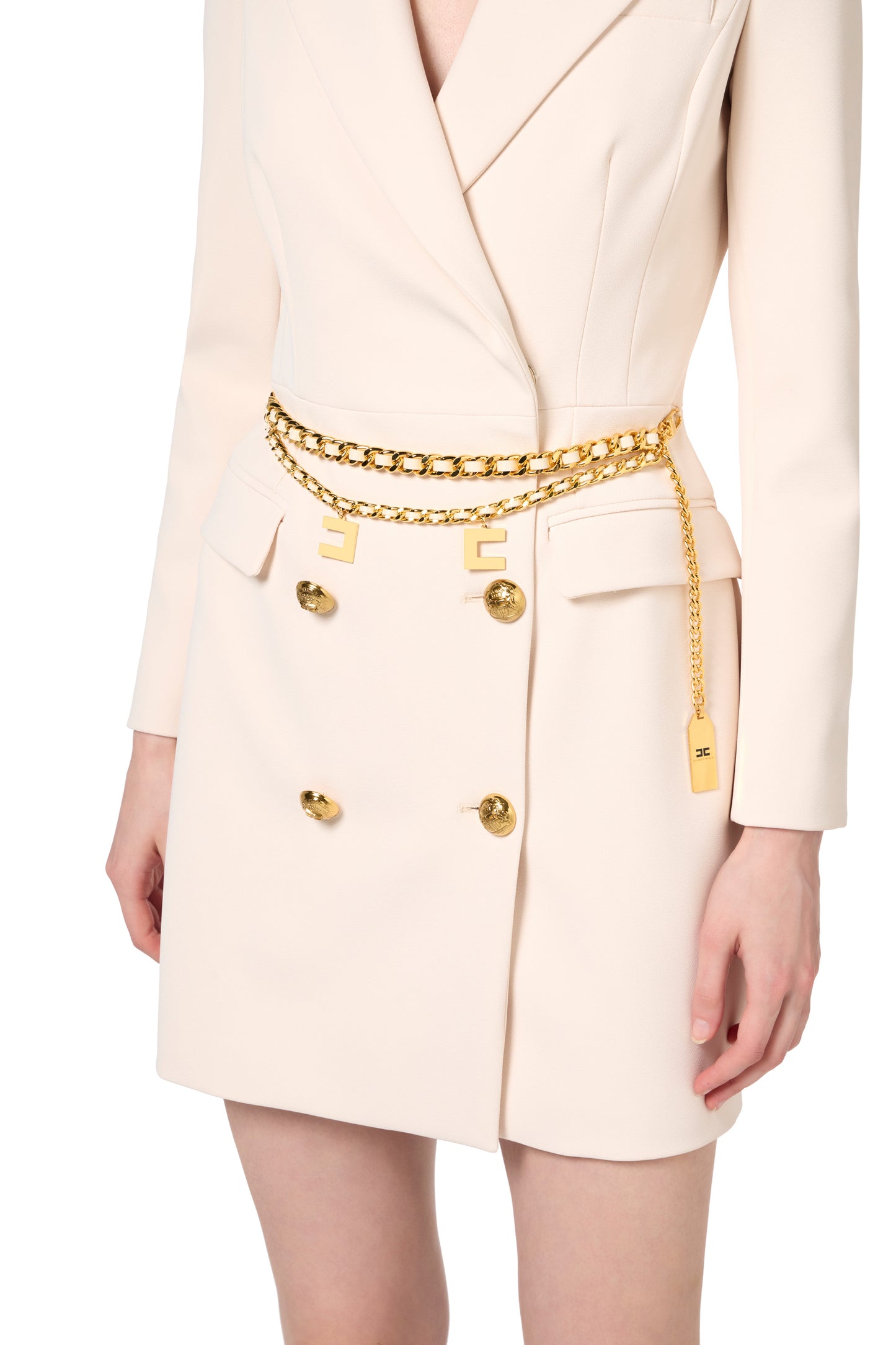 Stretch coat dress in crêpe fabric with belt