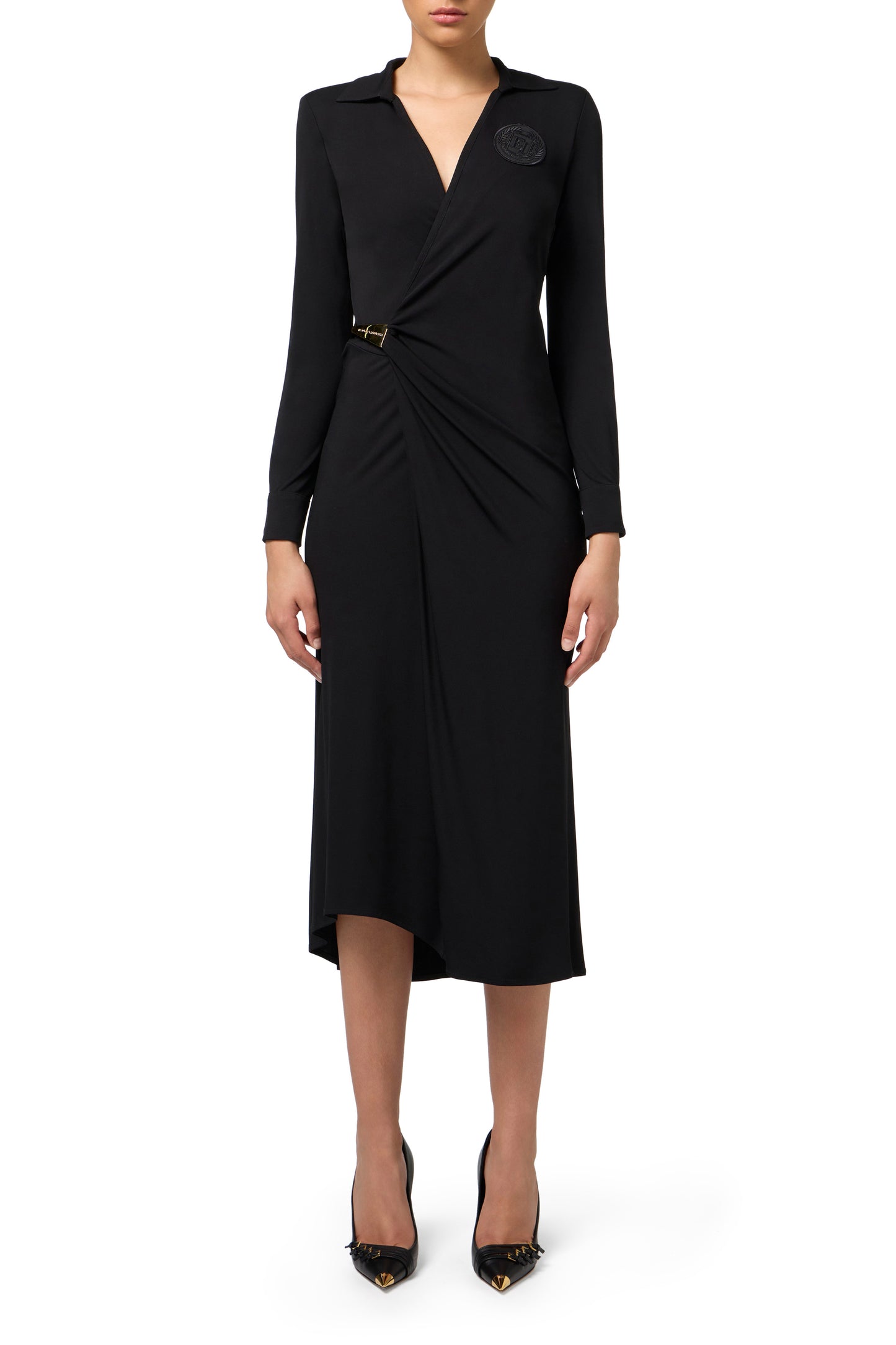 Jersey midi dress with side knot