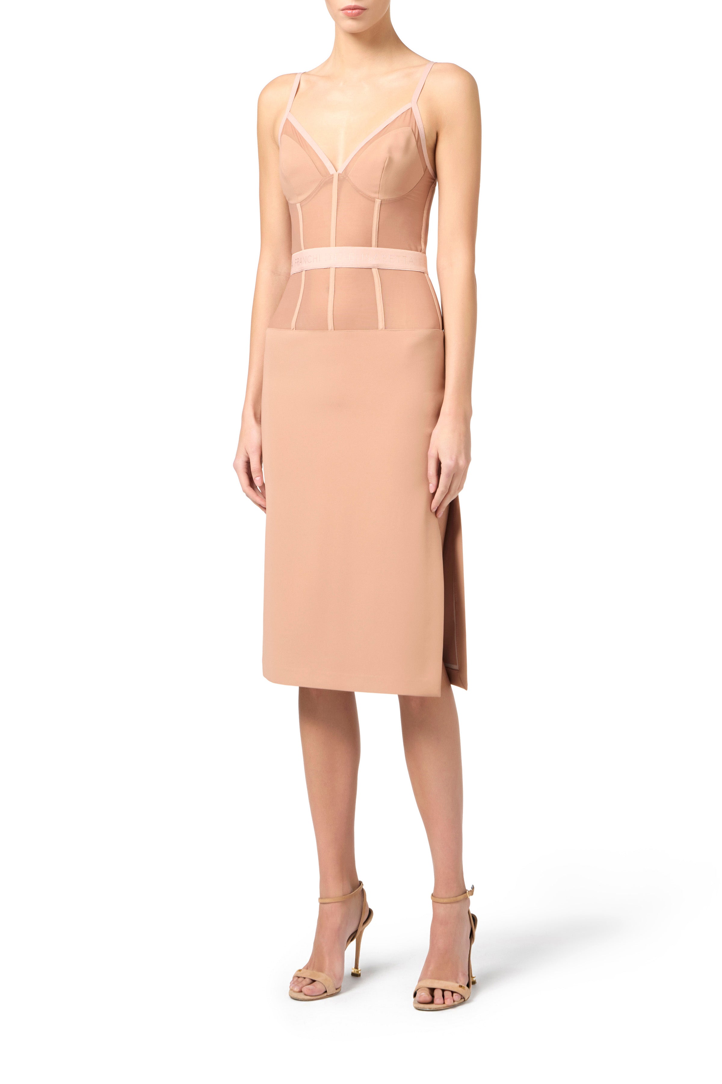 Sheath dress in crêpe and tulle fabrics | LAST PIECE: 40
