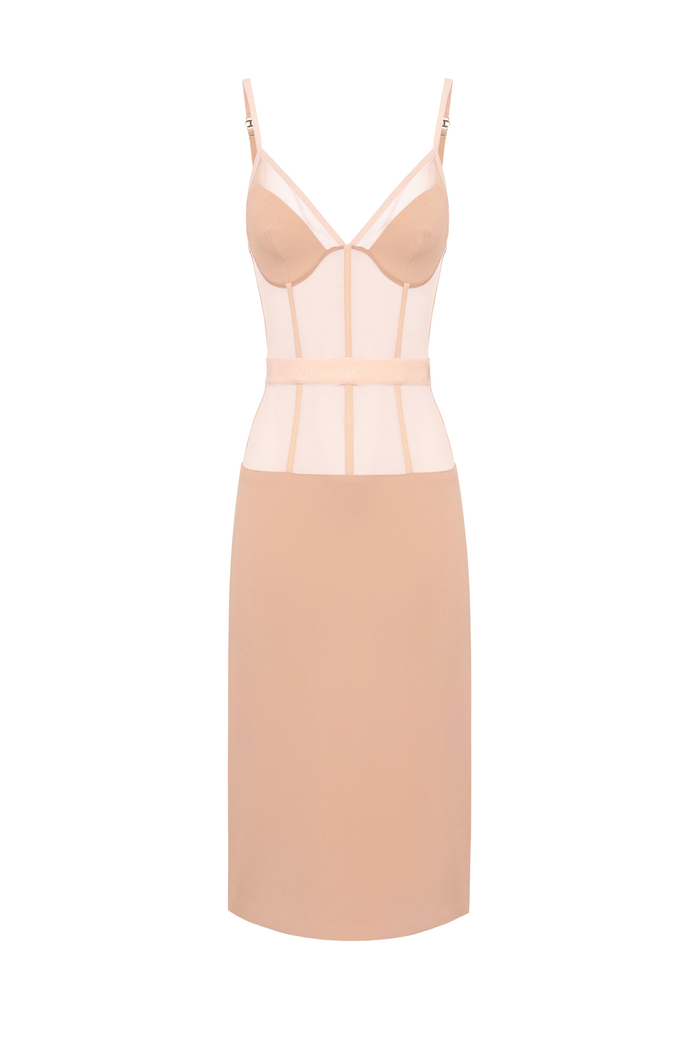 Sheath dress in crêpe and tulle fabrics | LAST PIECE: 40