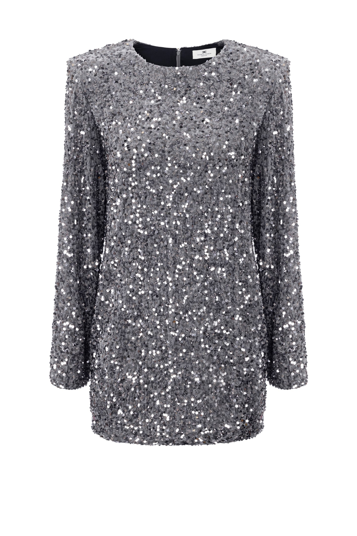 Sequin-embroidered chenille boxy mini-dress