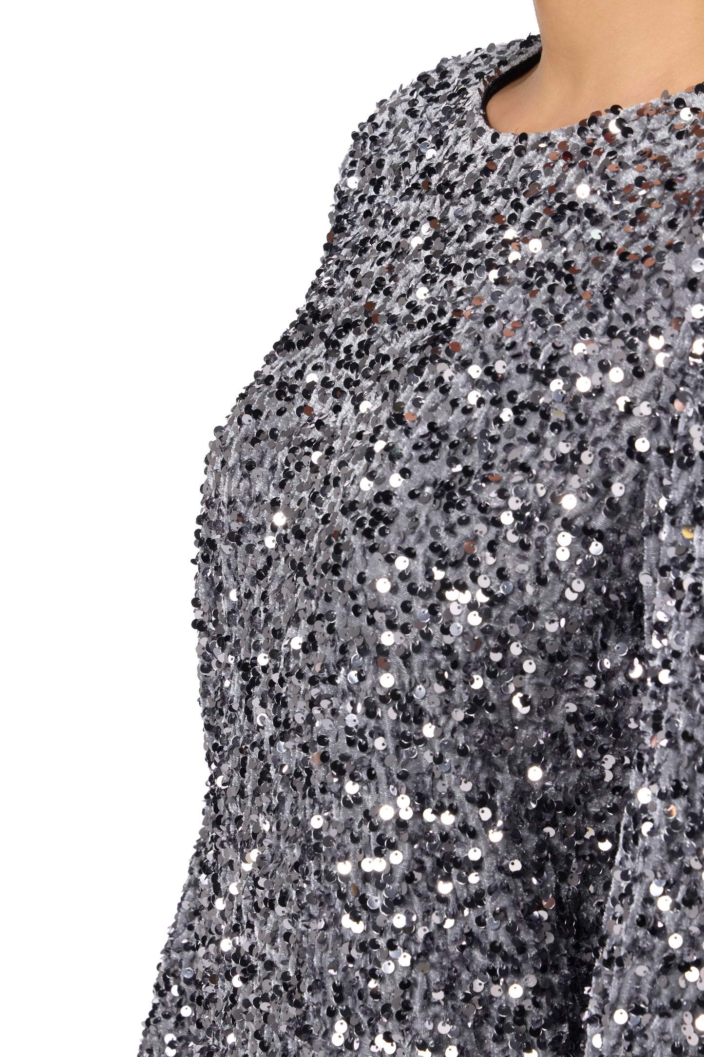 Sequin-embroidered chenille boxy mini-dress