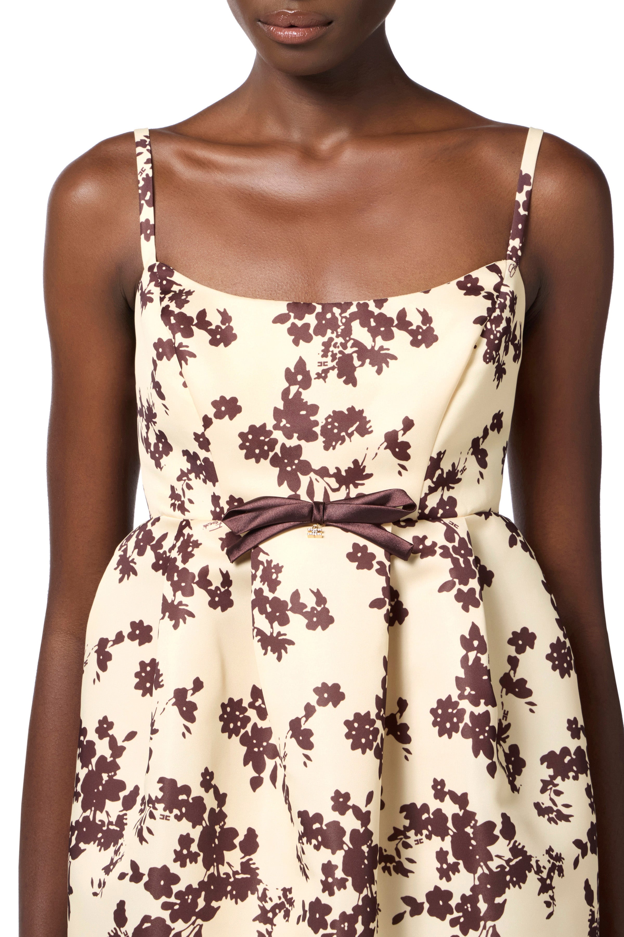 Doll dress in printed duchess satin | LAST PIECE: 40