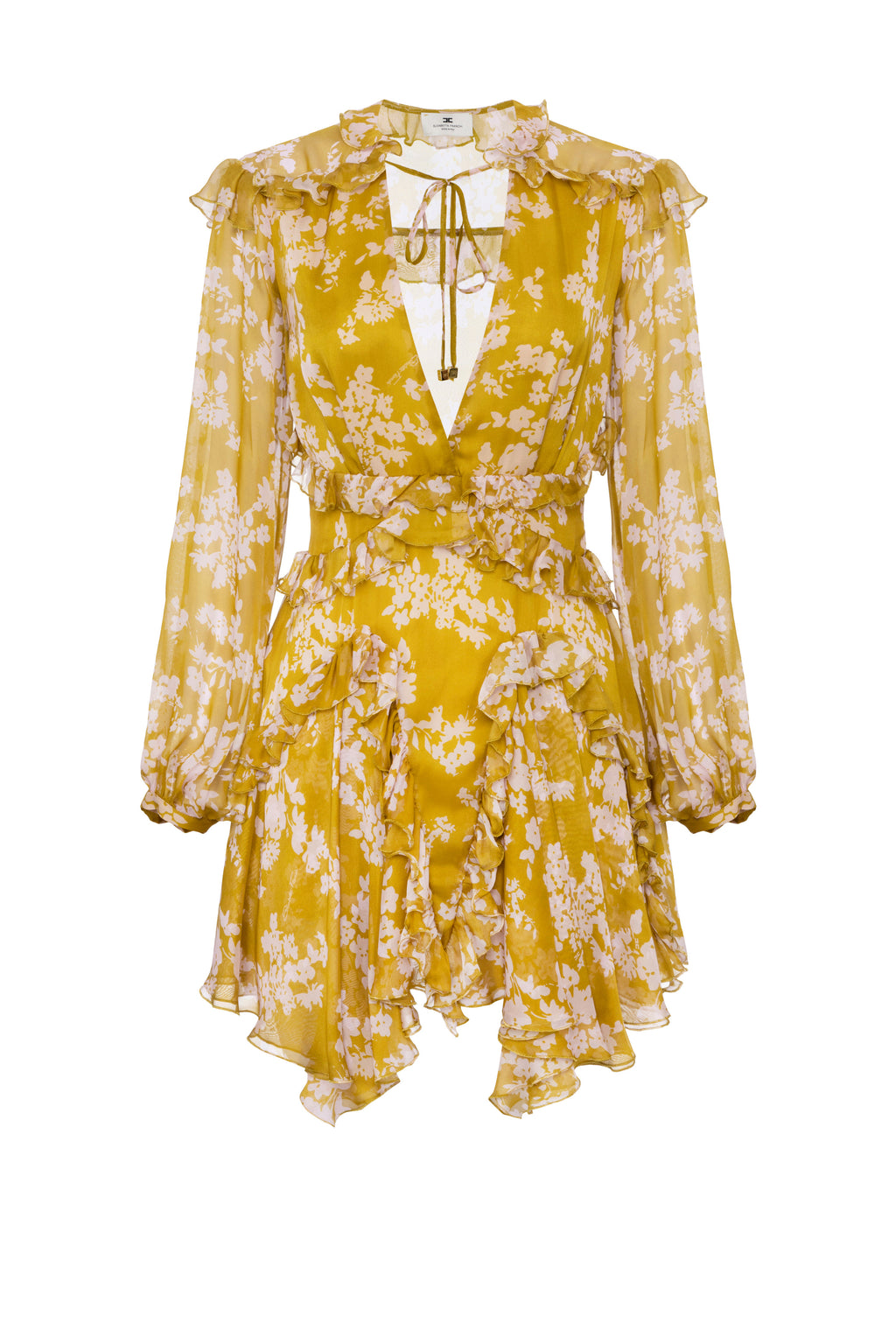 Silk voile printed dress with ruffles | LAST PIECE: 40/42