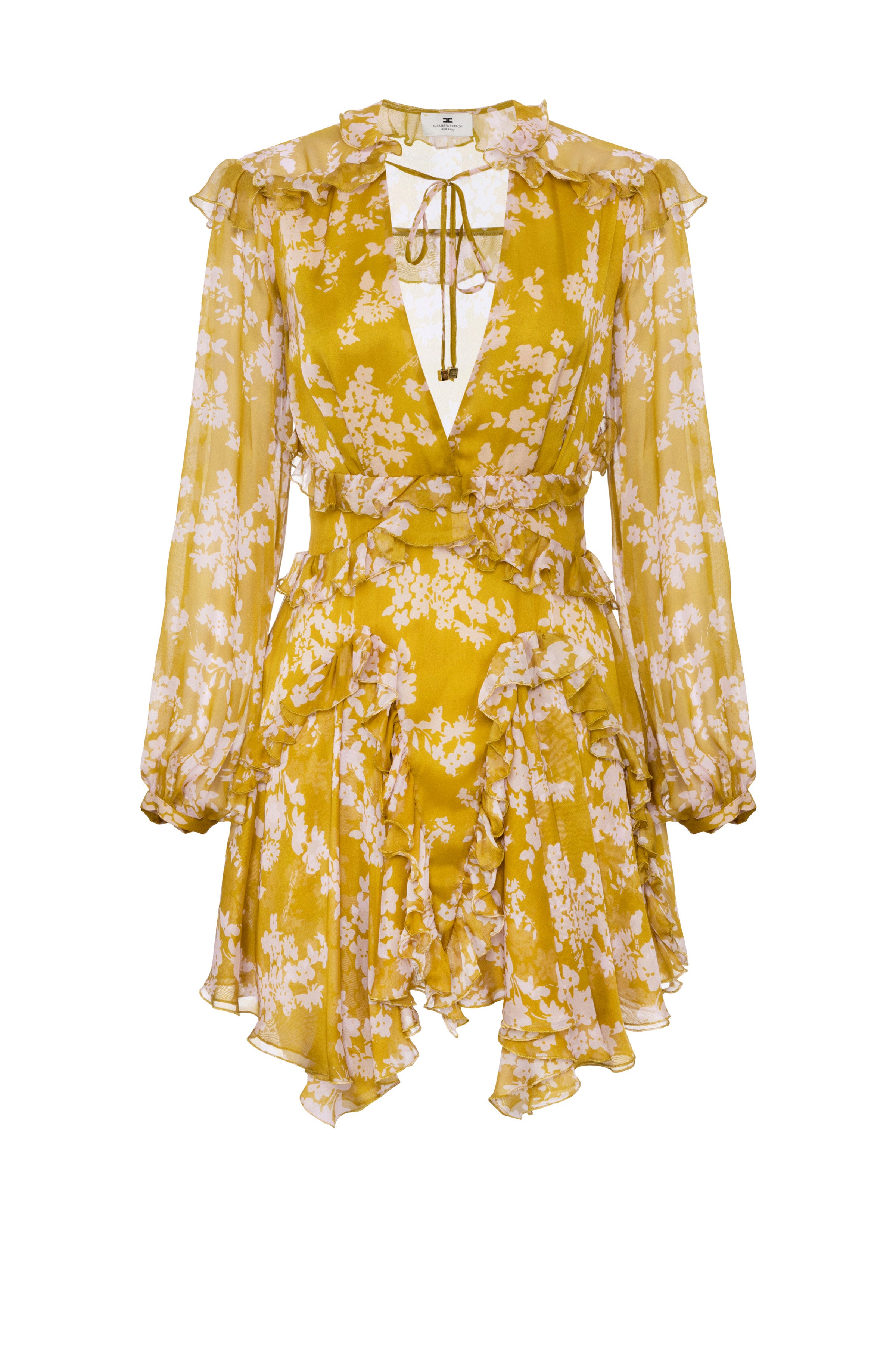 Silk voile printed dress with ruffles | LAST PIECE: 40/42