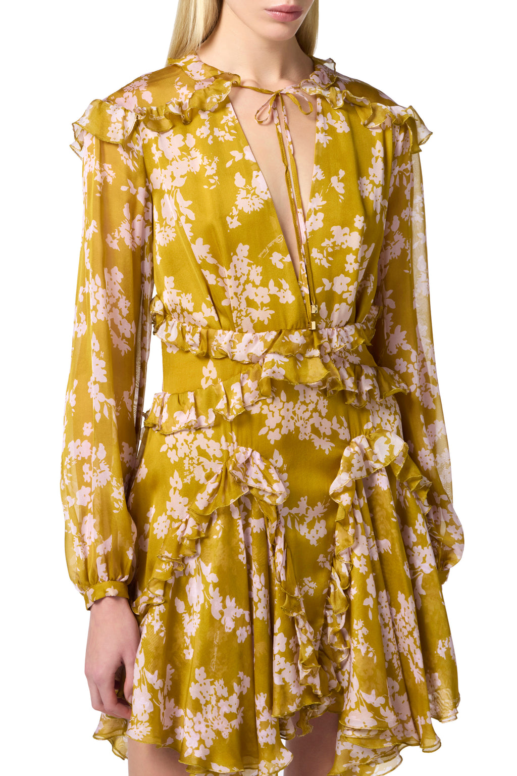 Silk voile printed dress with ruffles | LAST PIECE: 40/42