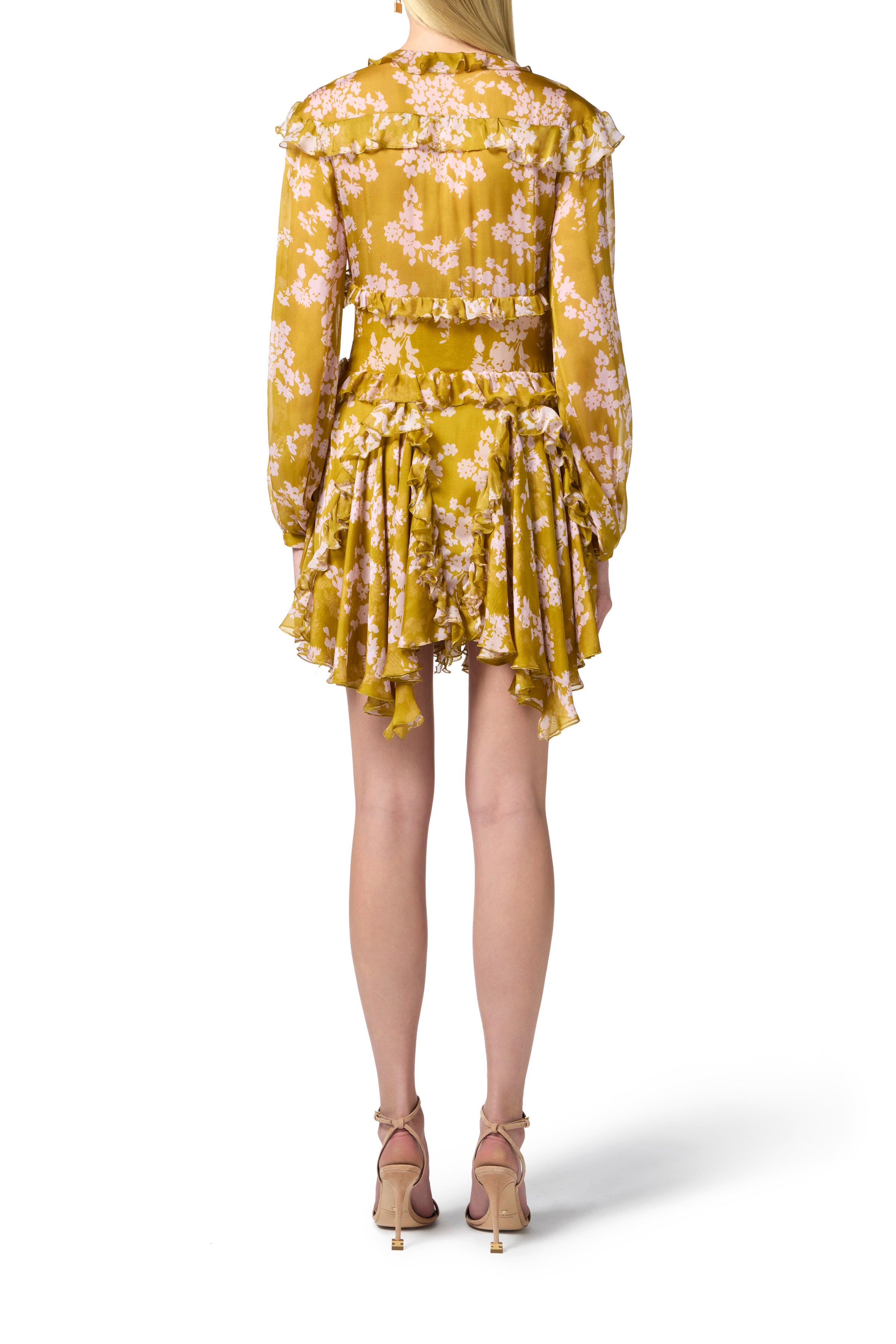 Silk voile printed dress with ruffles | LAST PIECE: 40/42