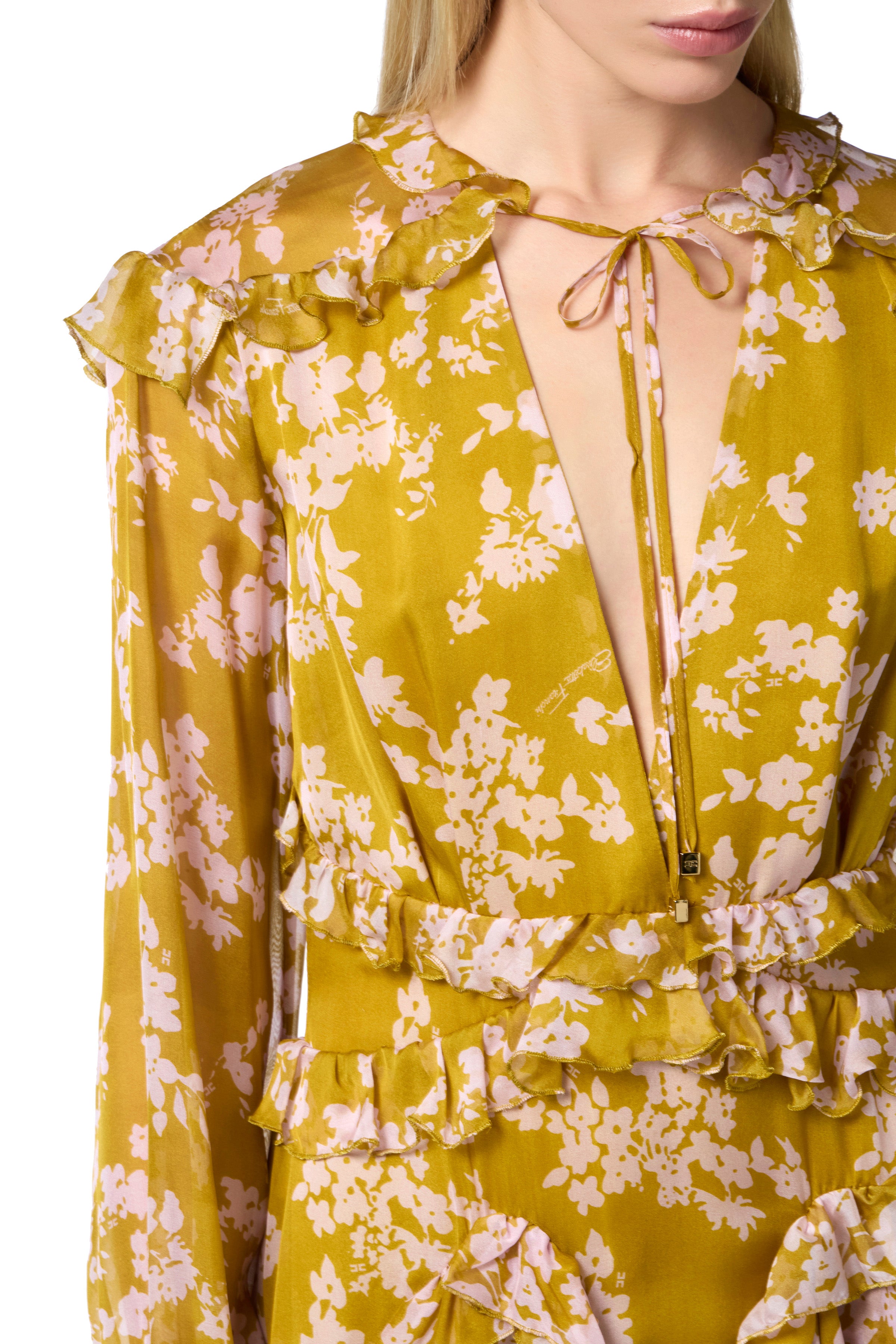 Silk voile printed dress with ruffles | LAST PIECE: 40/42
