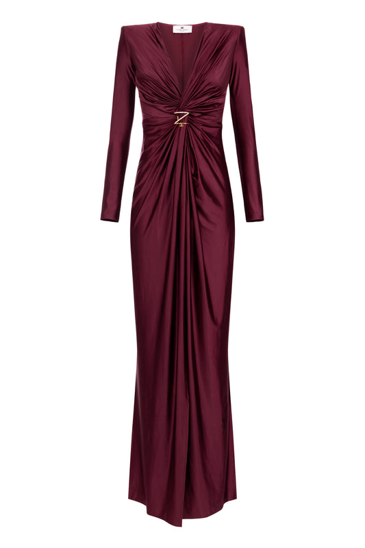 Red carpet dress in Lycra with knot and logo accessory