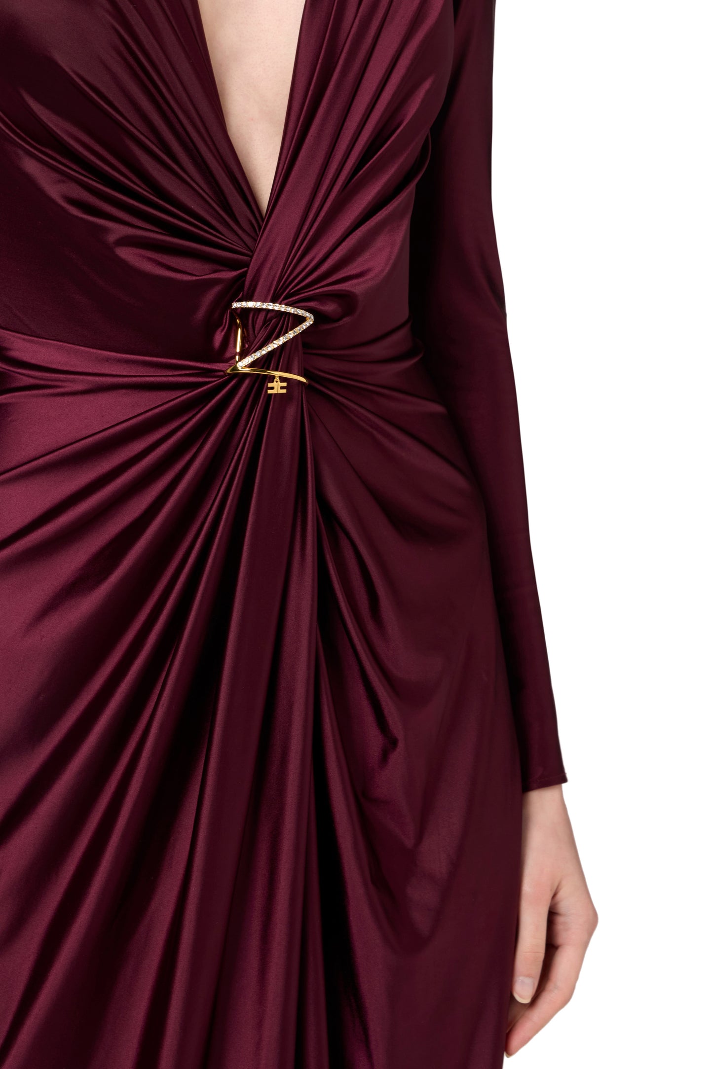 Red carpet dress in Lycra with knot and logo accessory