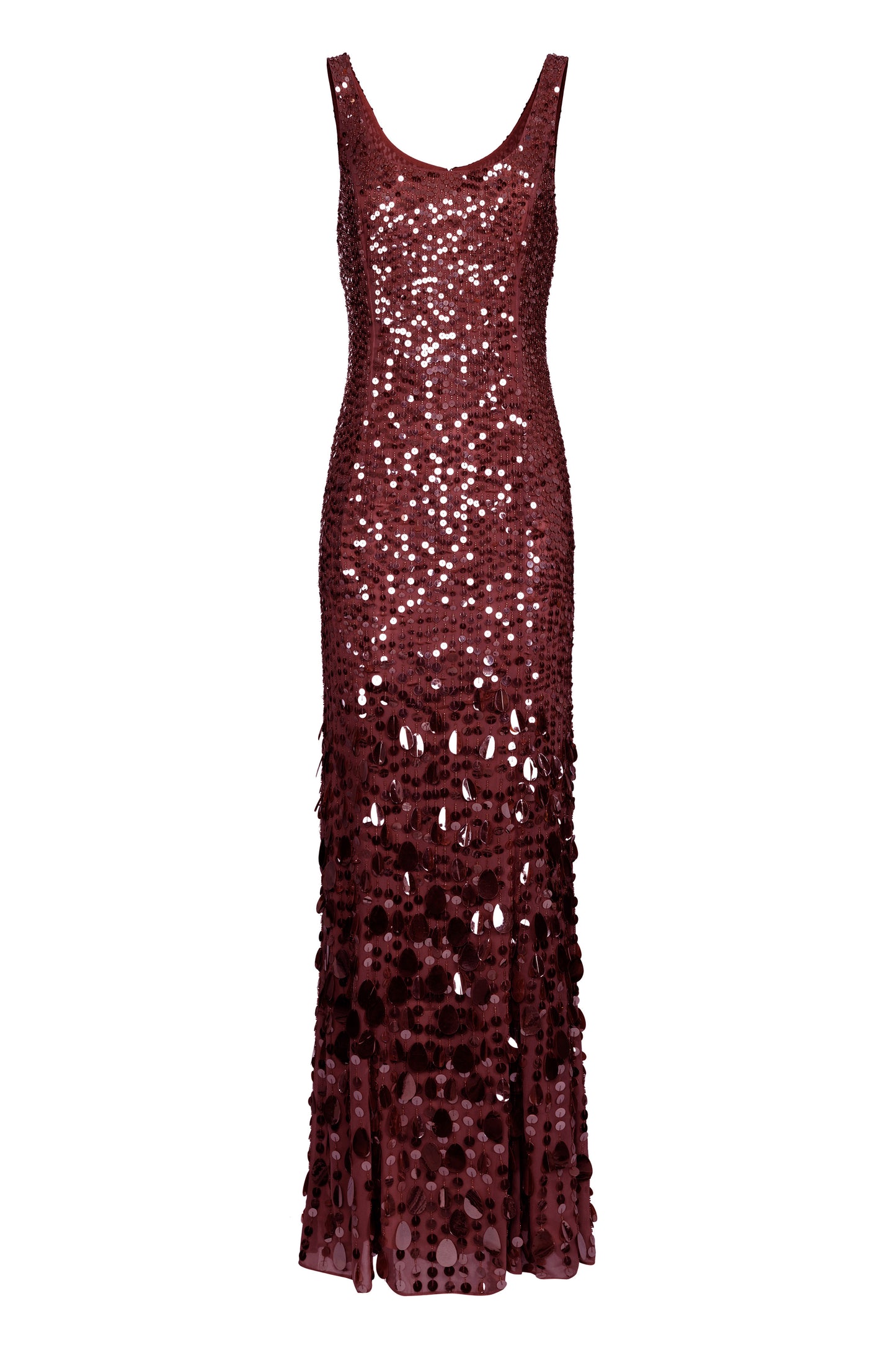 Sequin-embroidered georgette red carpet dress