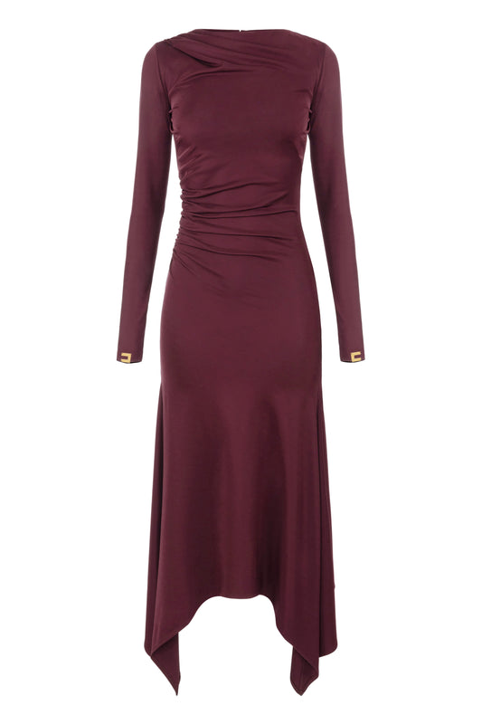 Flowing jersey midi dress with draping