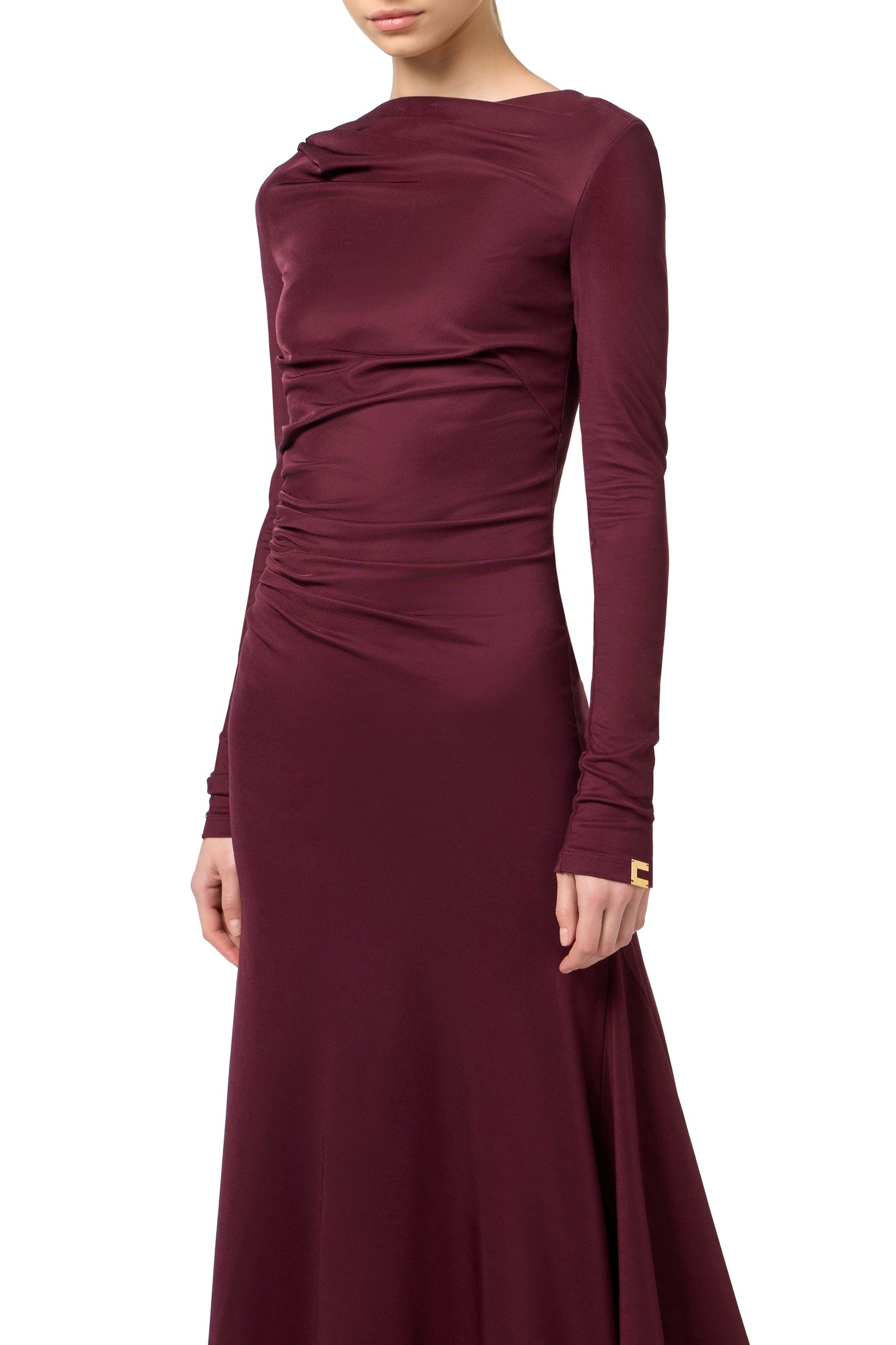 Flowing jersey midi dress with draping