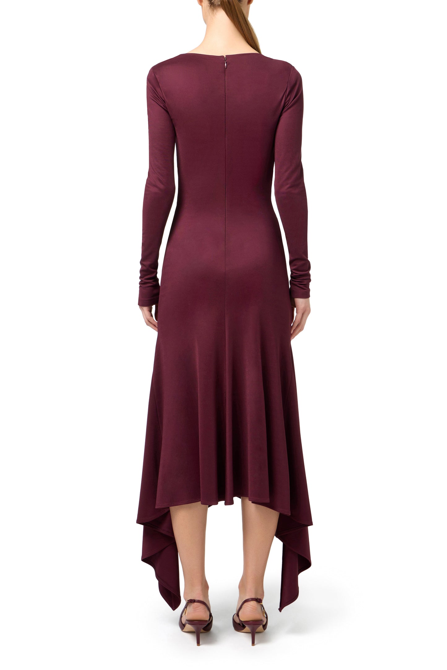 Flowing jersey midi dress with draping