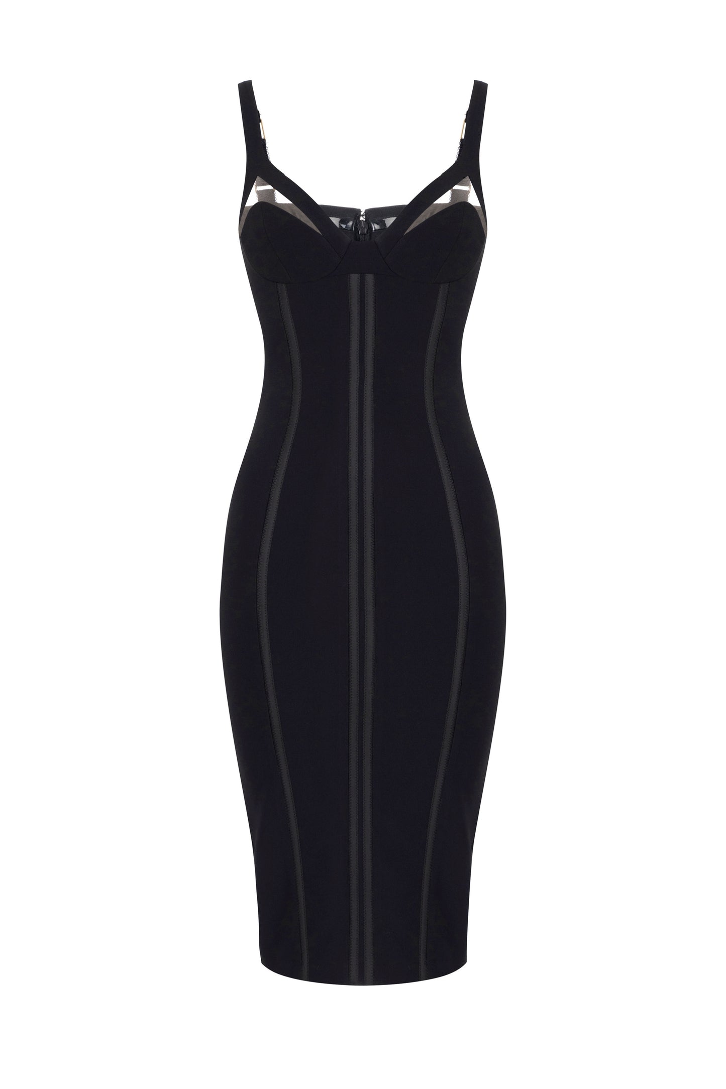 Dress in lightweight crêpe fabric with tulle