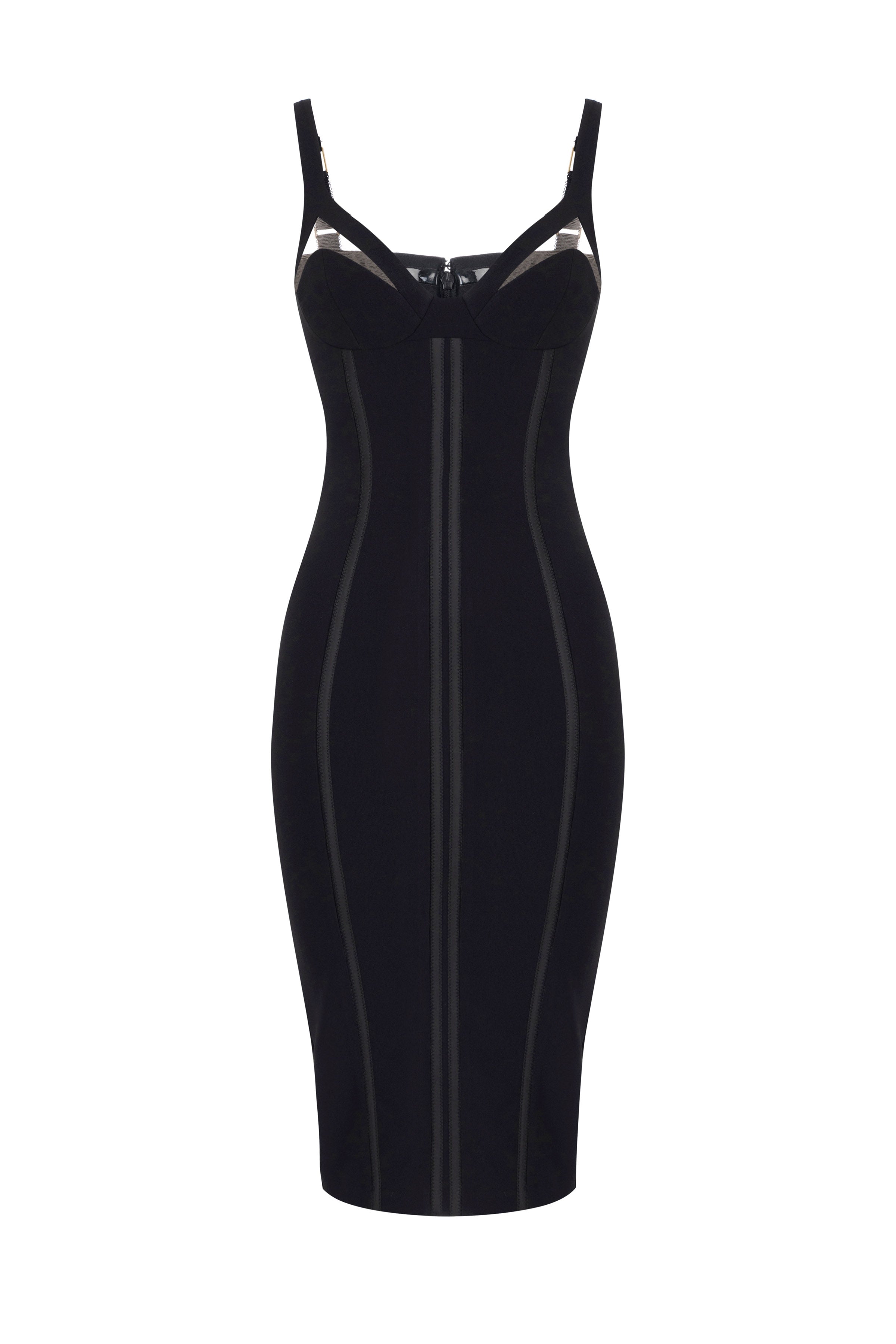 Dress in lightweight crêpe fabric with tulle