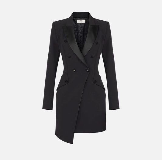 Coat dress in lightweight crêpe fabric with tuxedo details