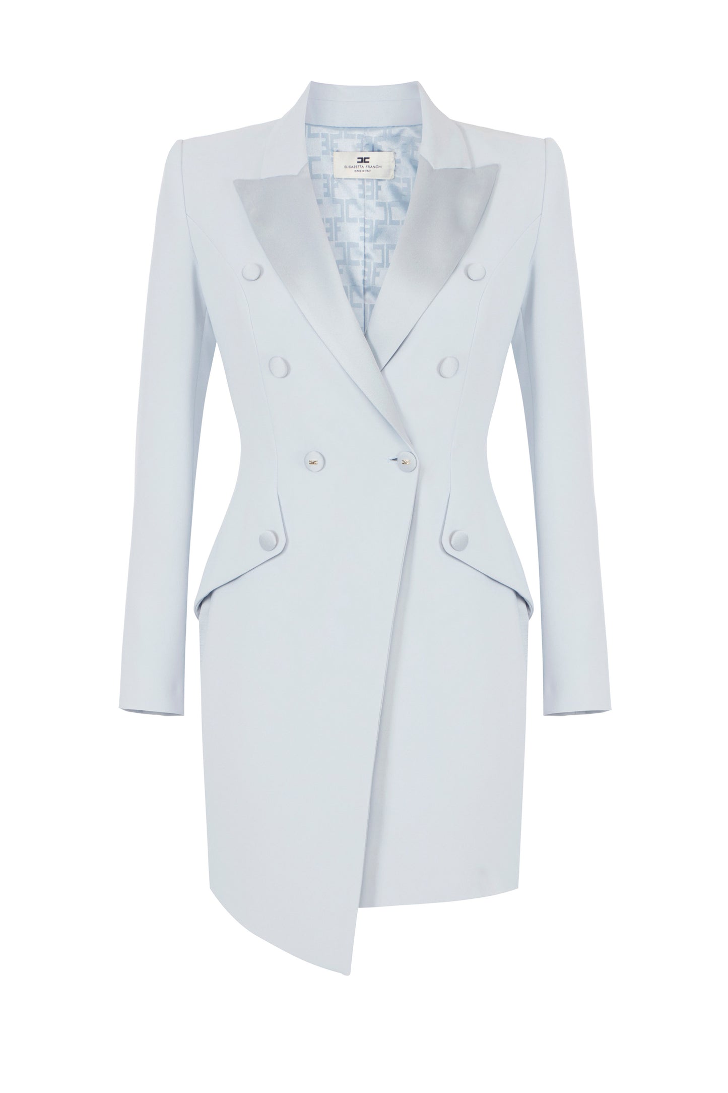 Coat dress in lightweight crêpe fabric with tuxedo details