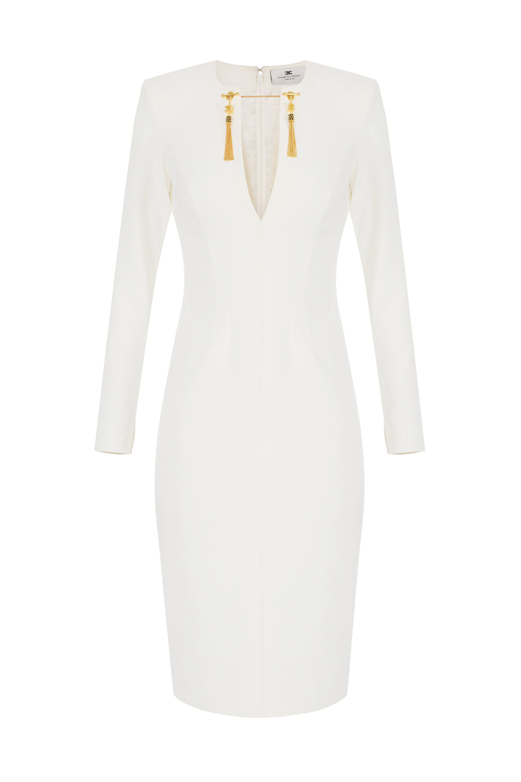 Dress in lightweight crêpe fabric with jewel chain