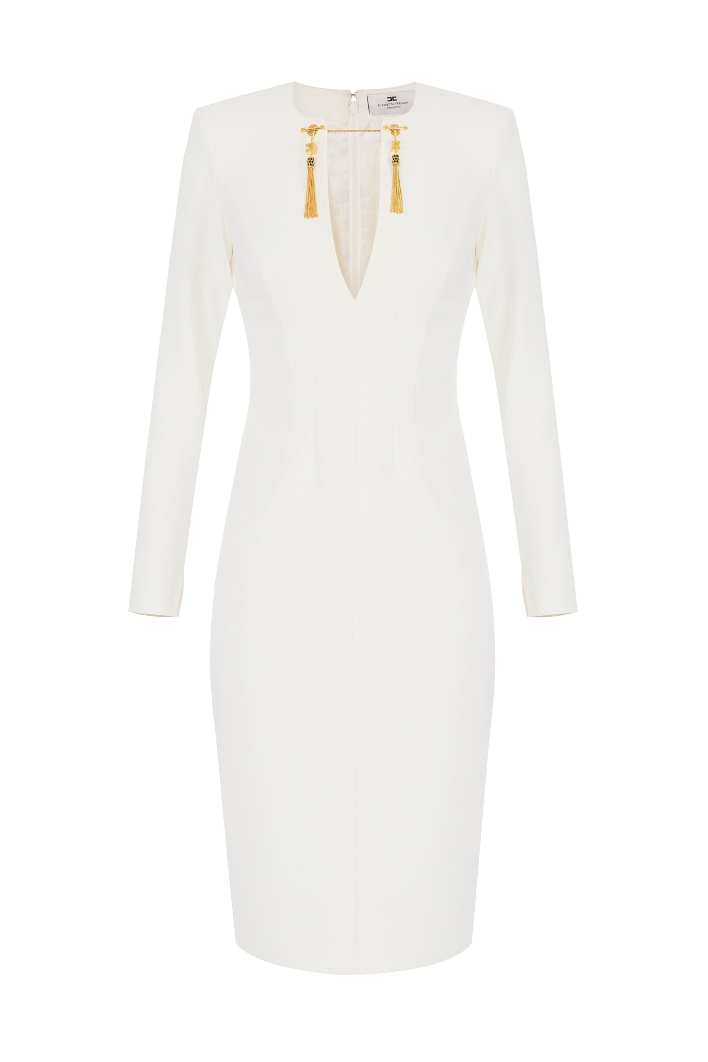 Dress in lightweight crêpe fabric with jewel chain