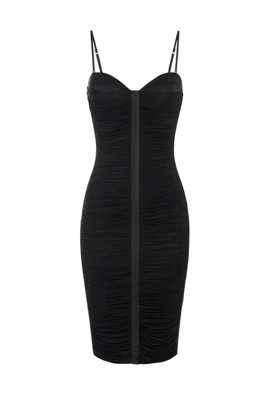 Jersey stretch dress with draping