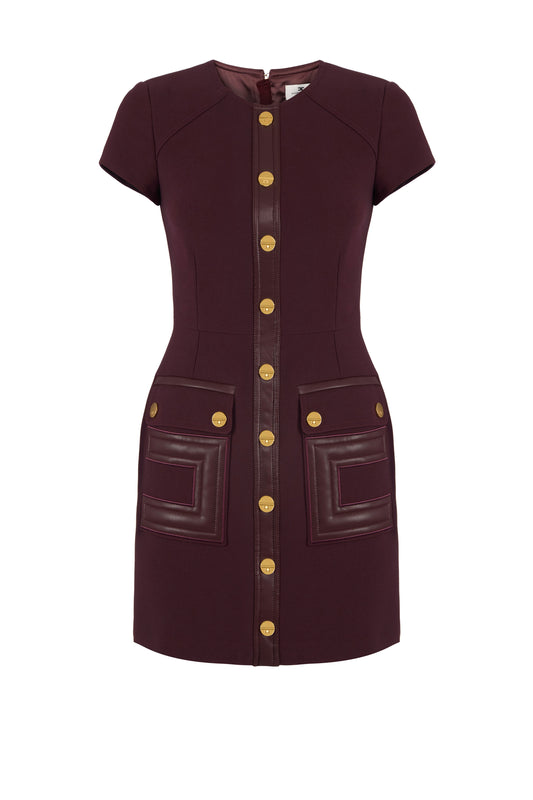 Dress in double-layer crêpe fabric with logo details