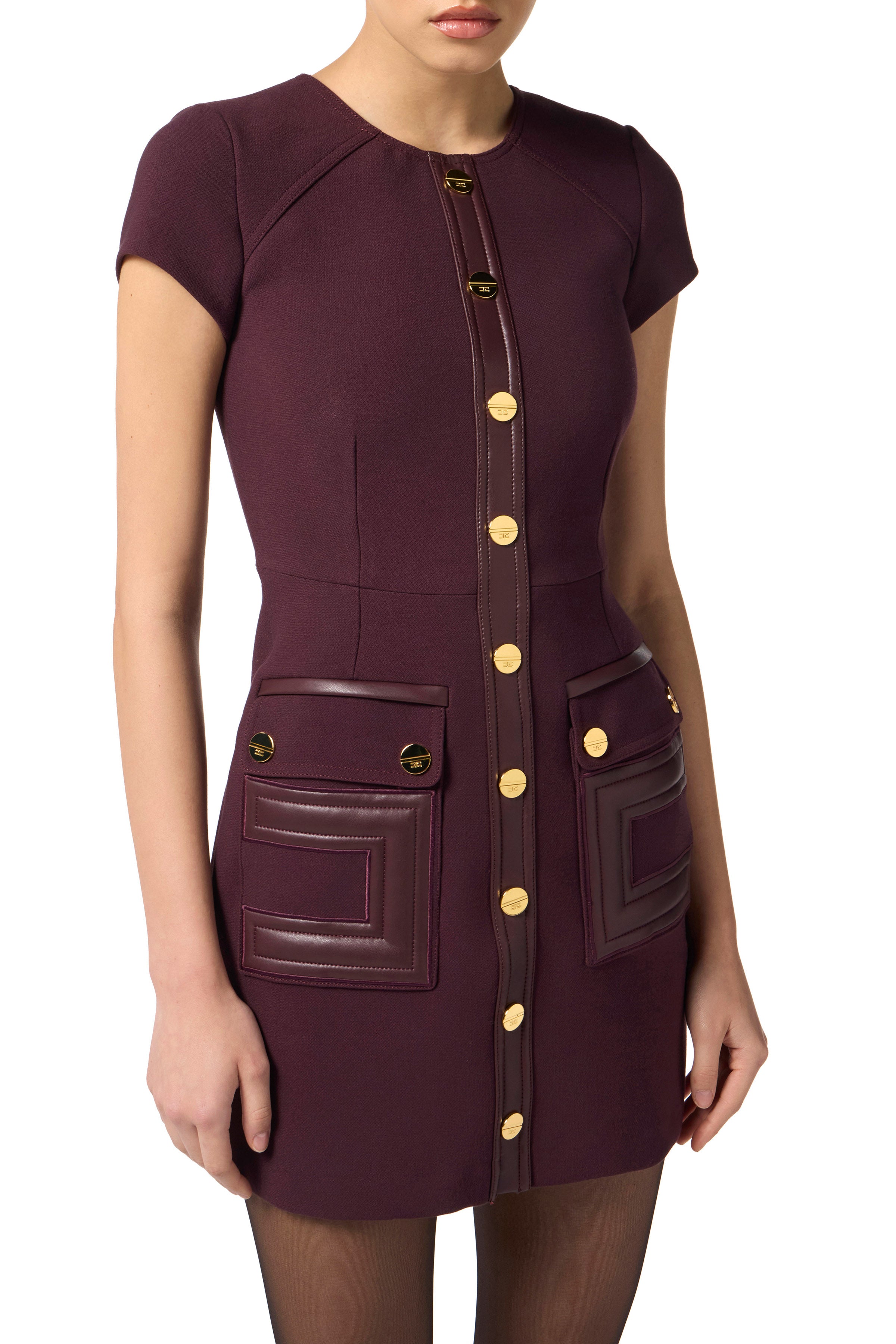 Dress in double-layer crêpe fabric with logo details