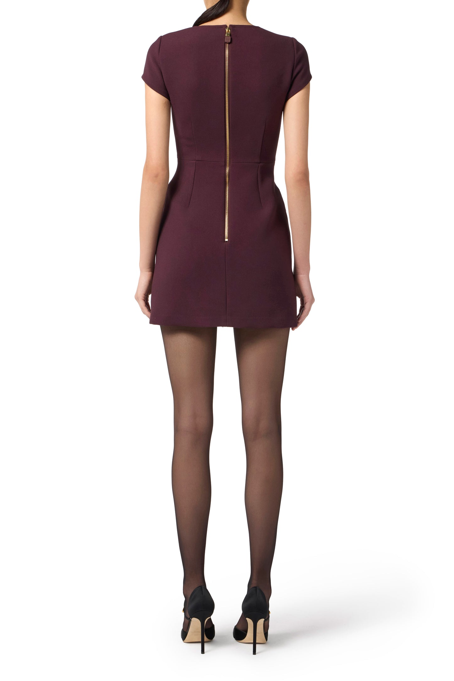 Dress in double-layer crêpe fabric with logo details