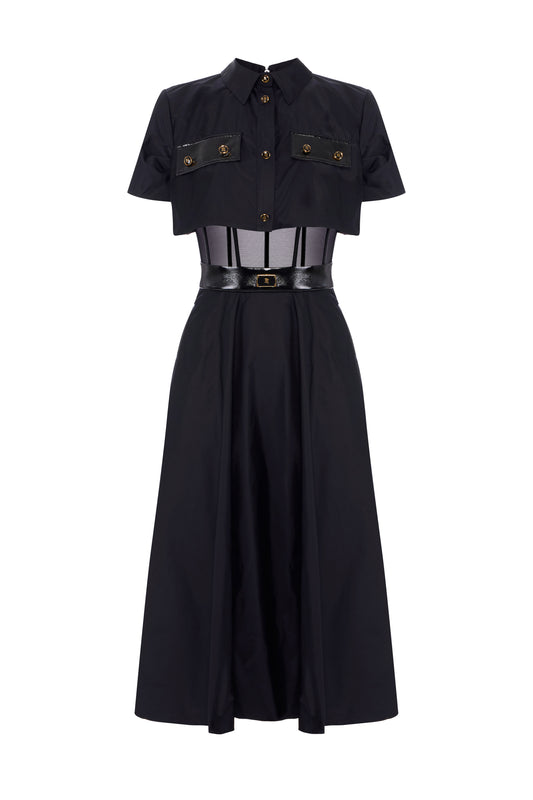 Dress in voile and tulle fabrics