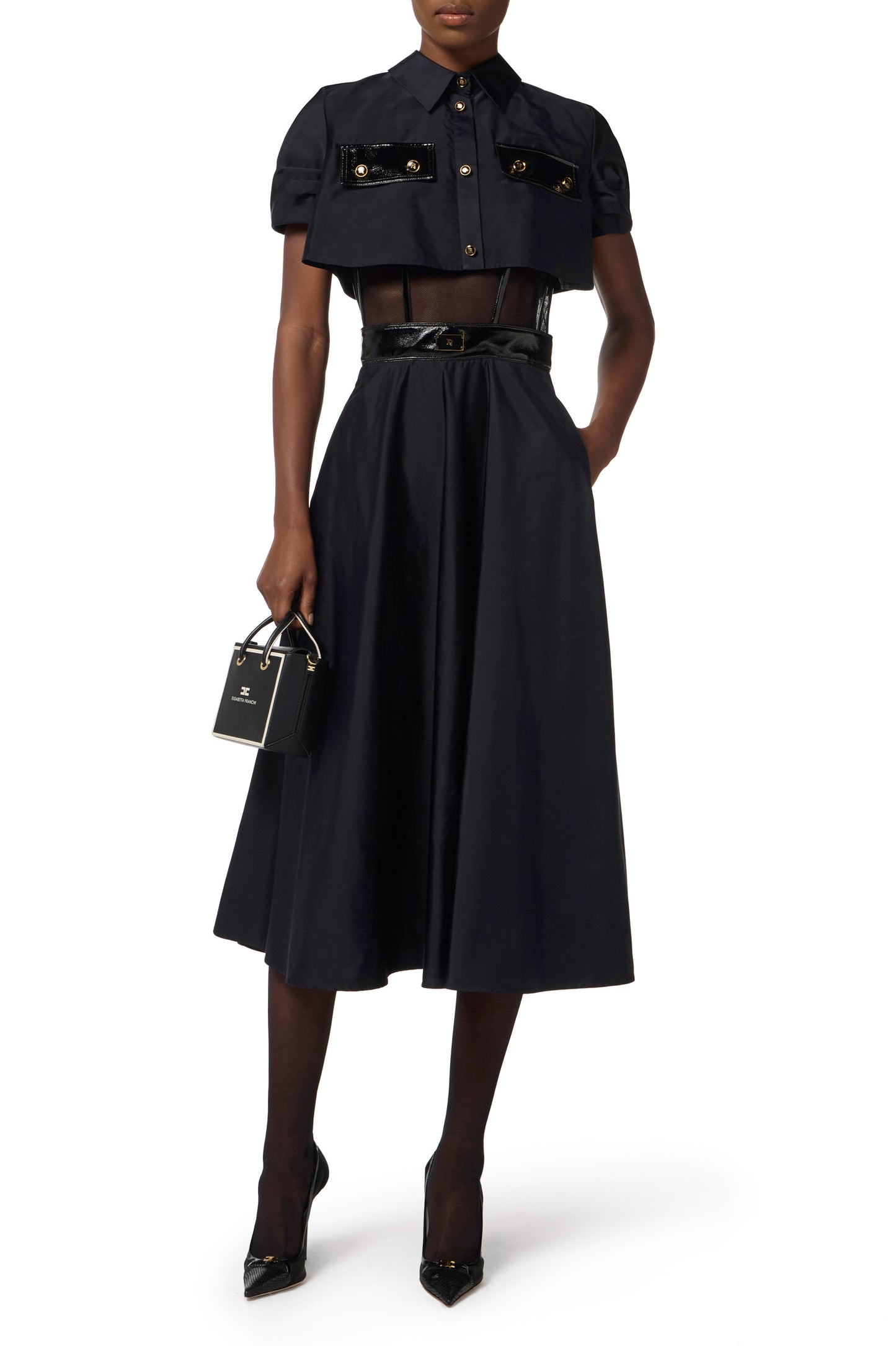 Dress in voile and tulle fabrics