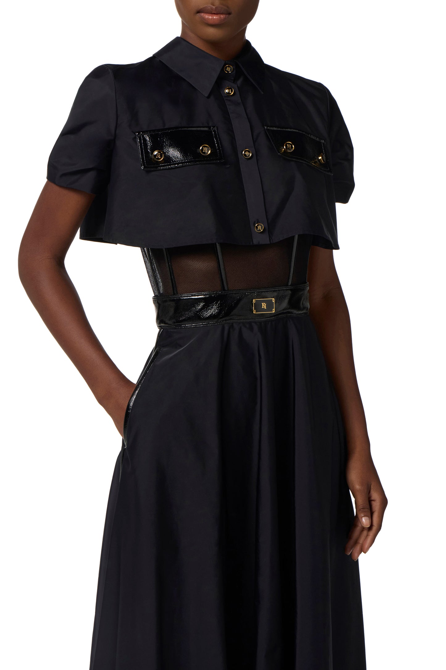 Dress in voile and tulle fabrics