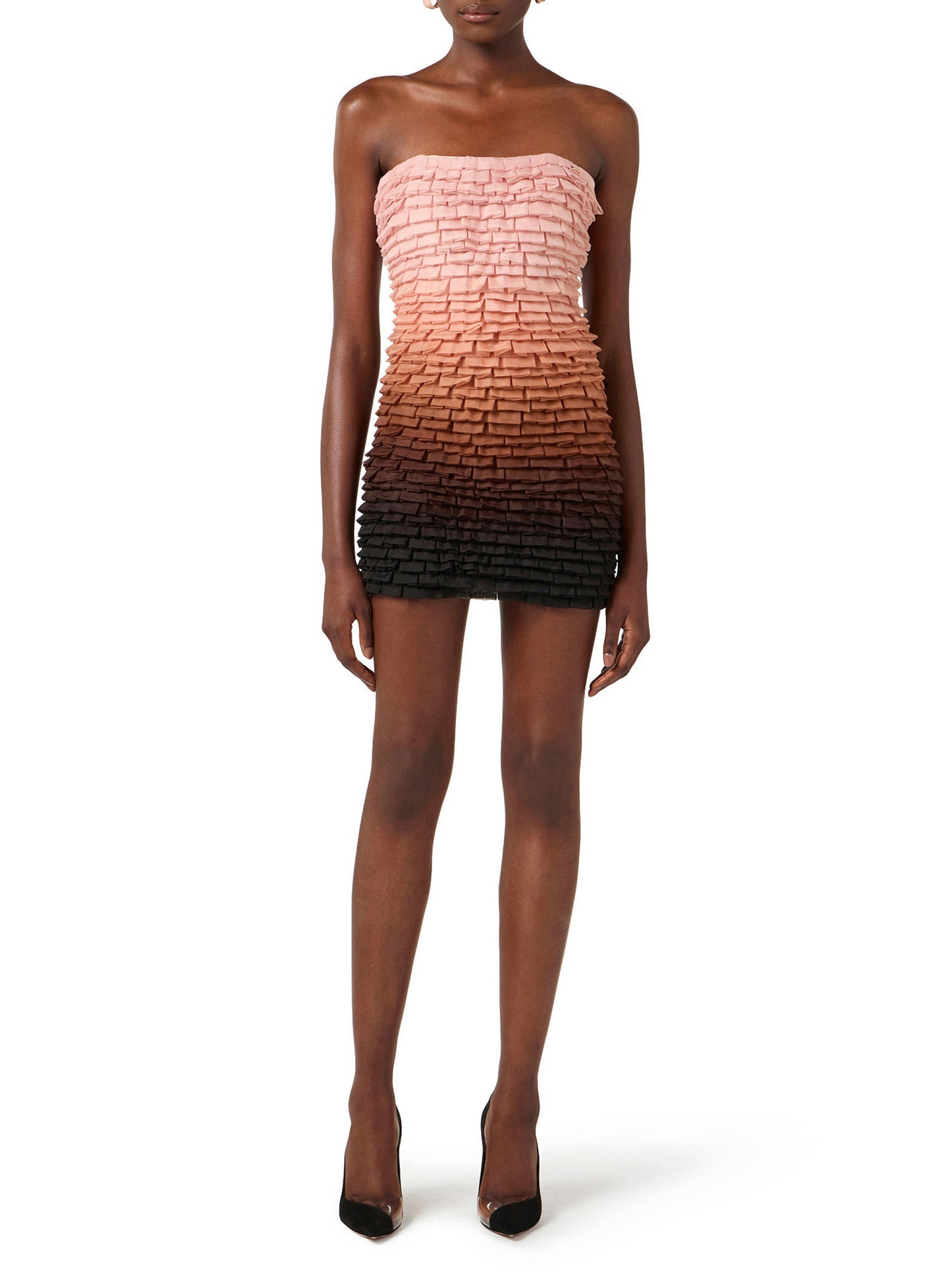 Mini dress in graduated tulle fabric