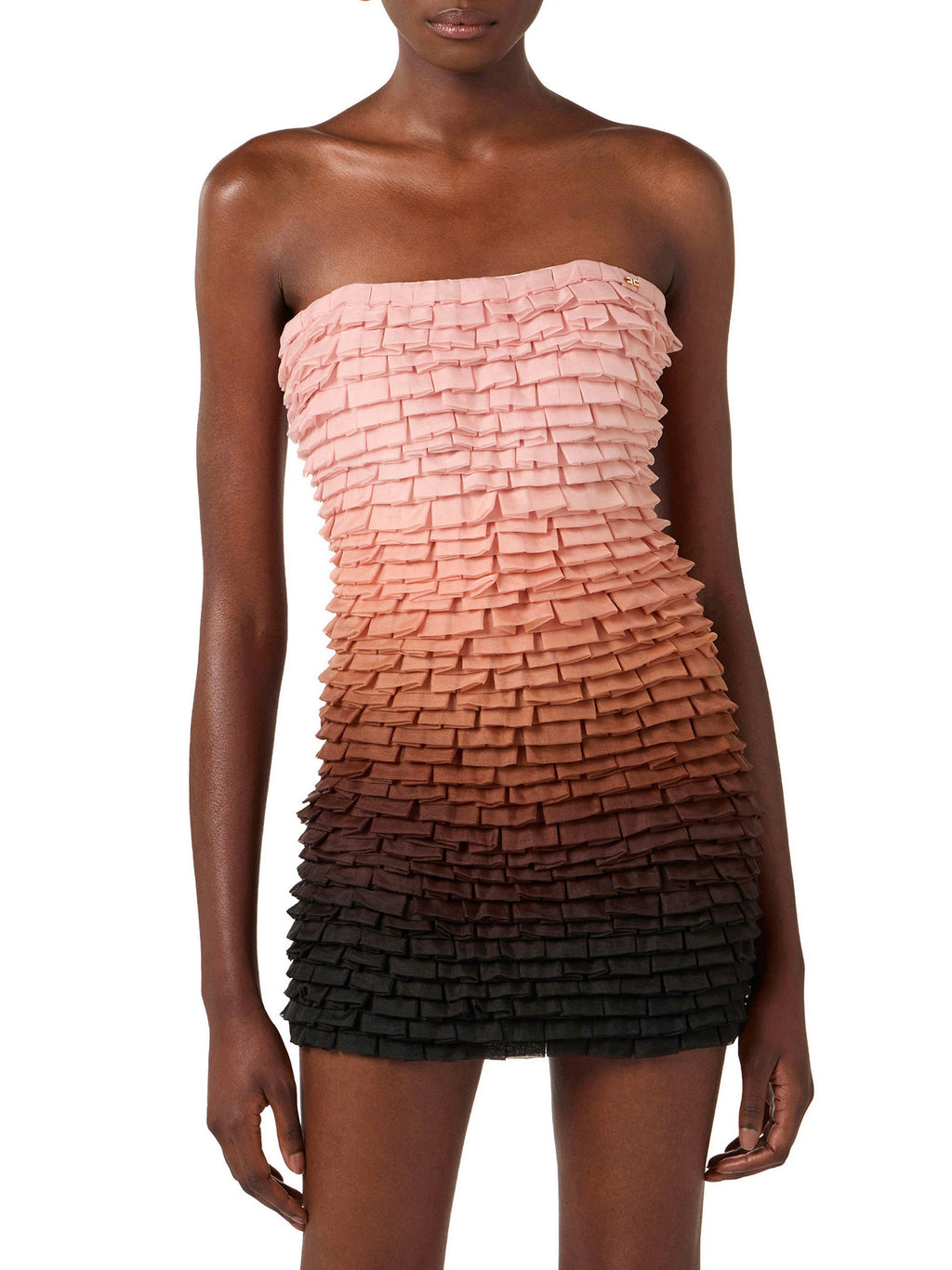 Mini dress in graduated tulle fabric