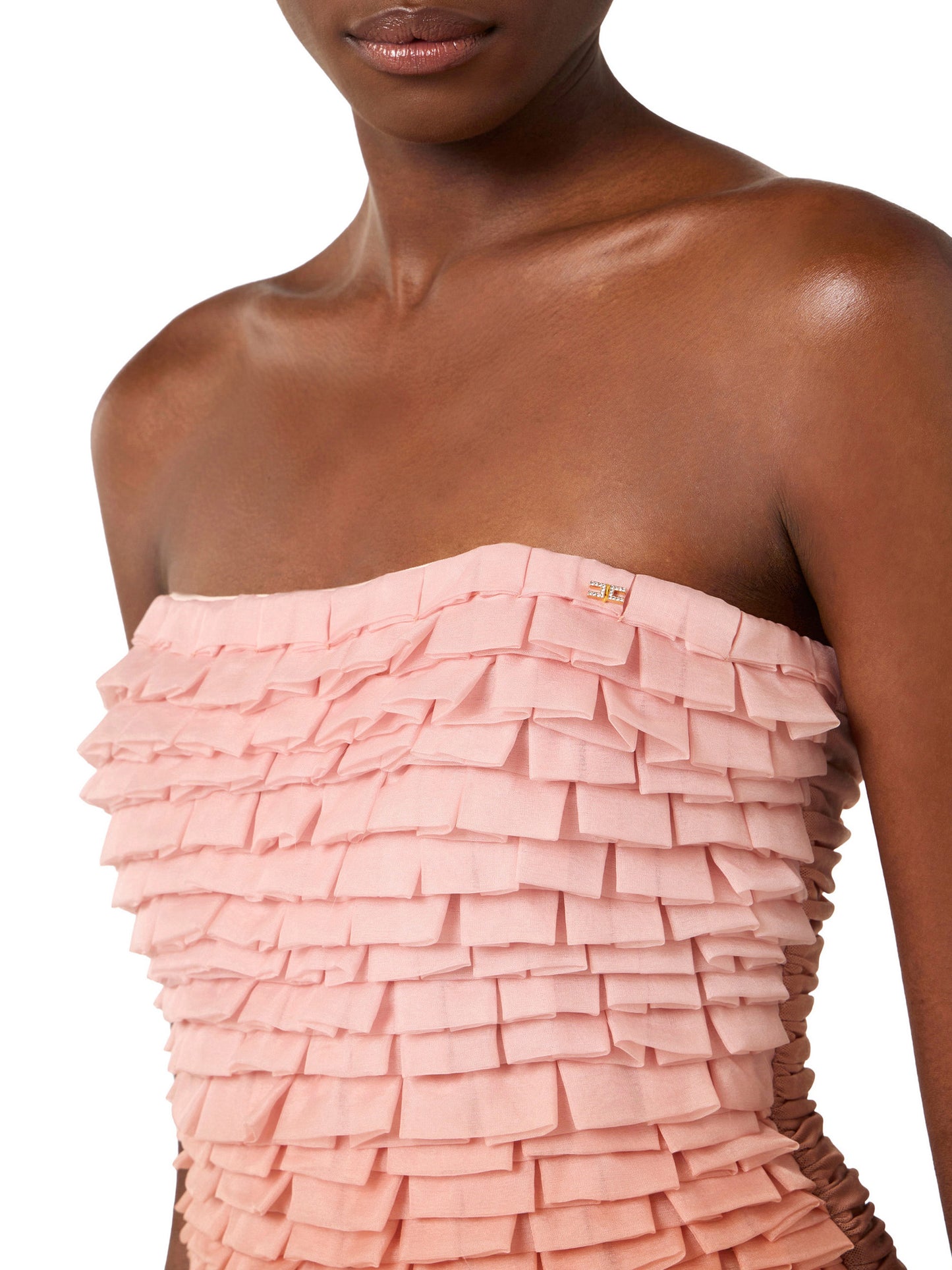 Mini dress in graduated tulle fabric