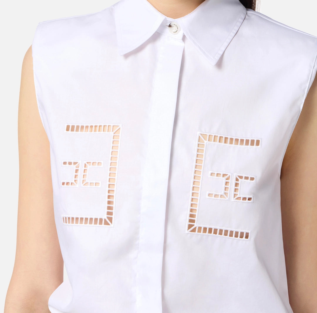 Cotton and raffia poplin dress with openwork embroideries | LAST PIECE: 40