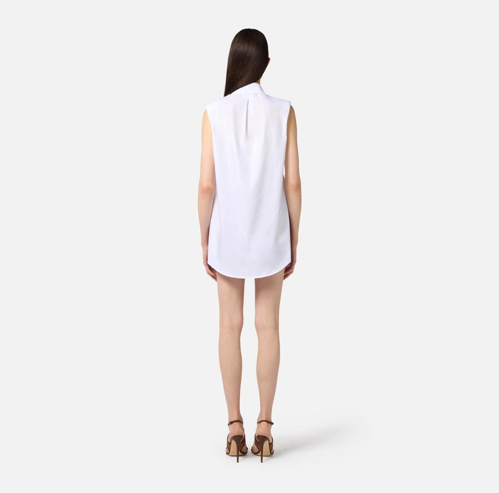Cotton and raffia poplin dress with openwork embroideries | LAST PIECE: 40