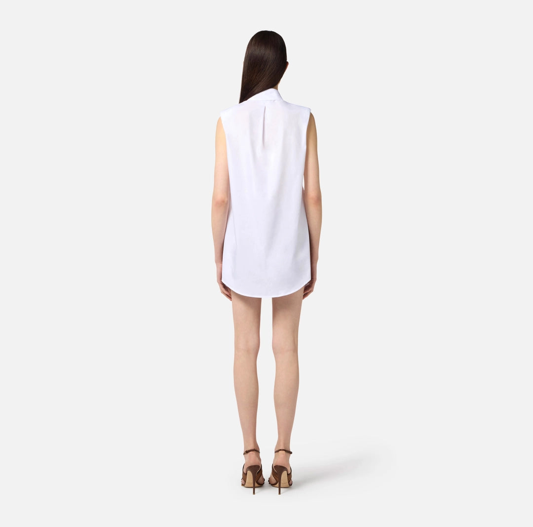 Cotton and raffia poplin dress with openwork embroideries | LAST PIECE: 40