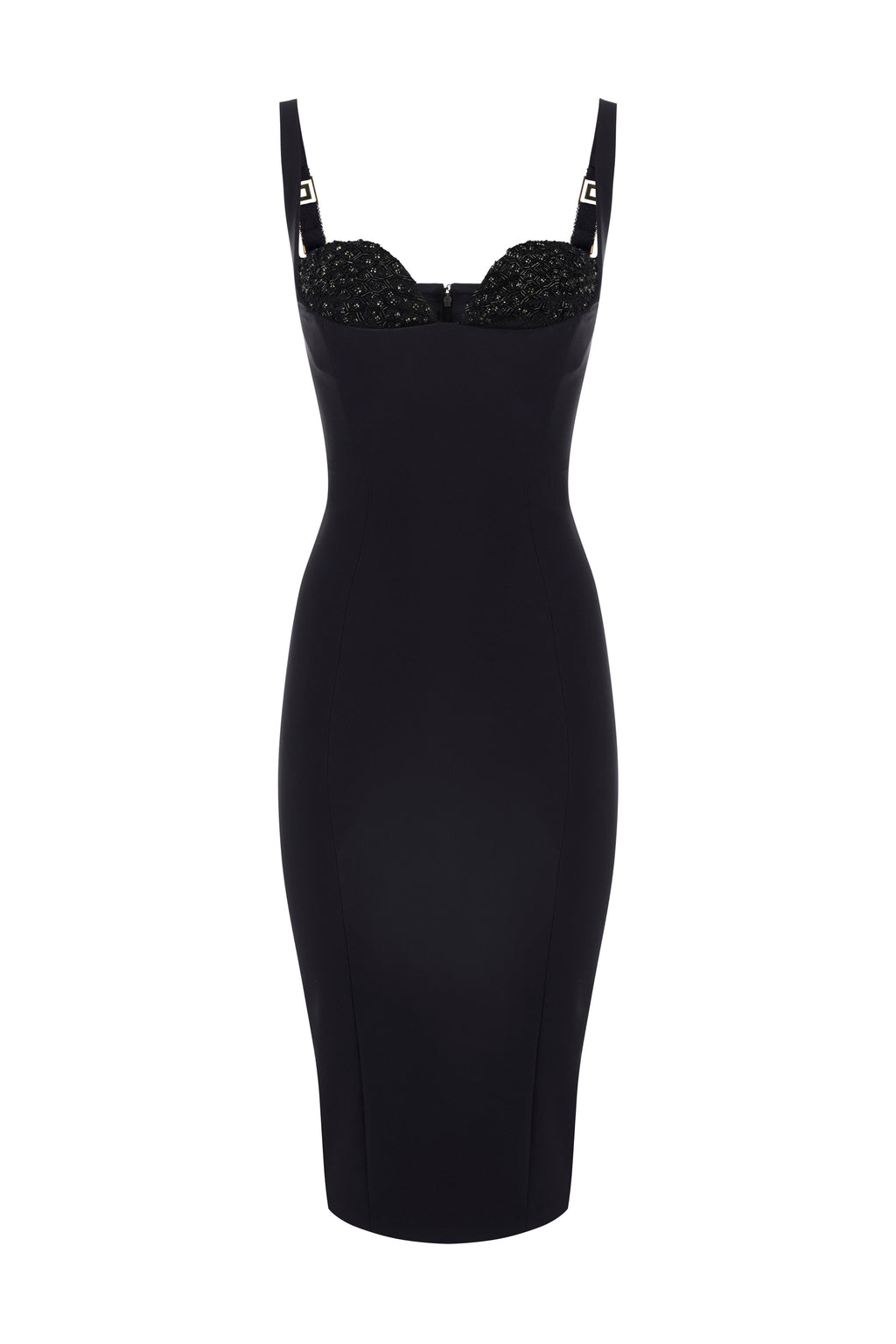 Dress in lightweight crêpe fabric with crystals