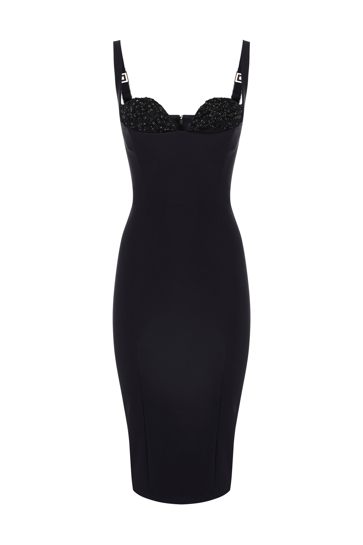 Dress in lightweight crêpe fabric with crystals