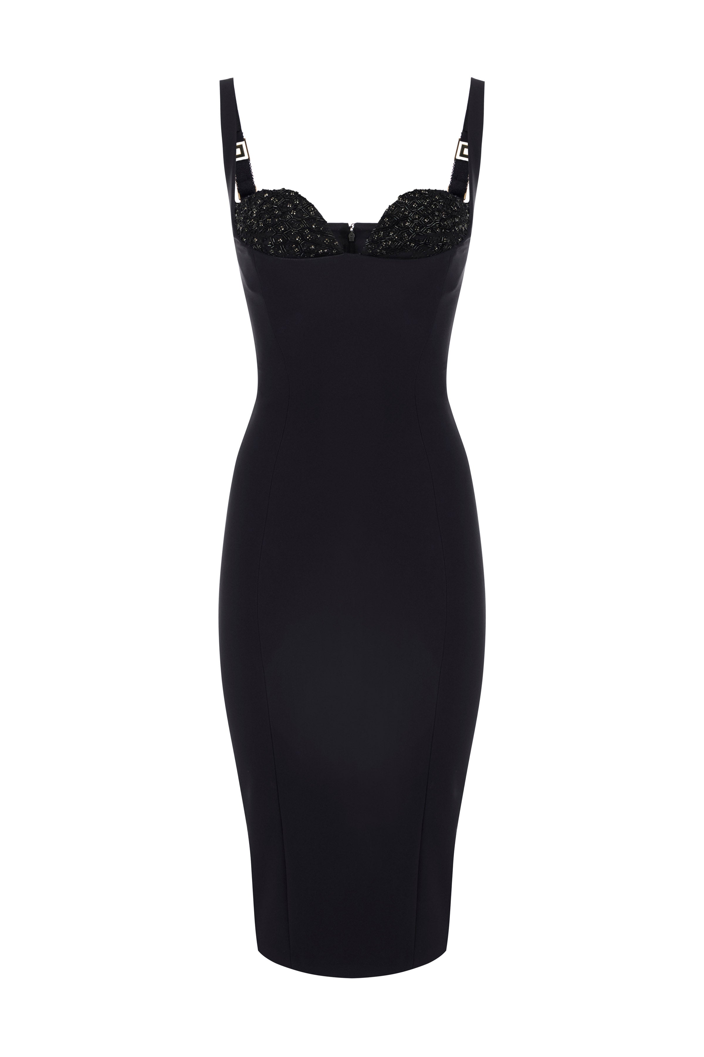 Dress in lightweight crêpe fabric with crystals