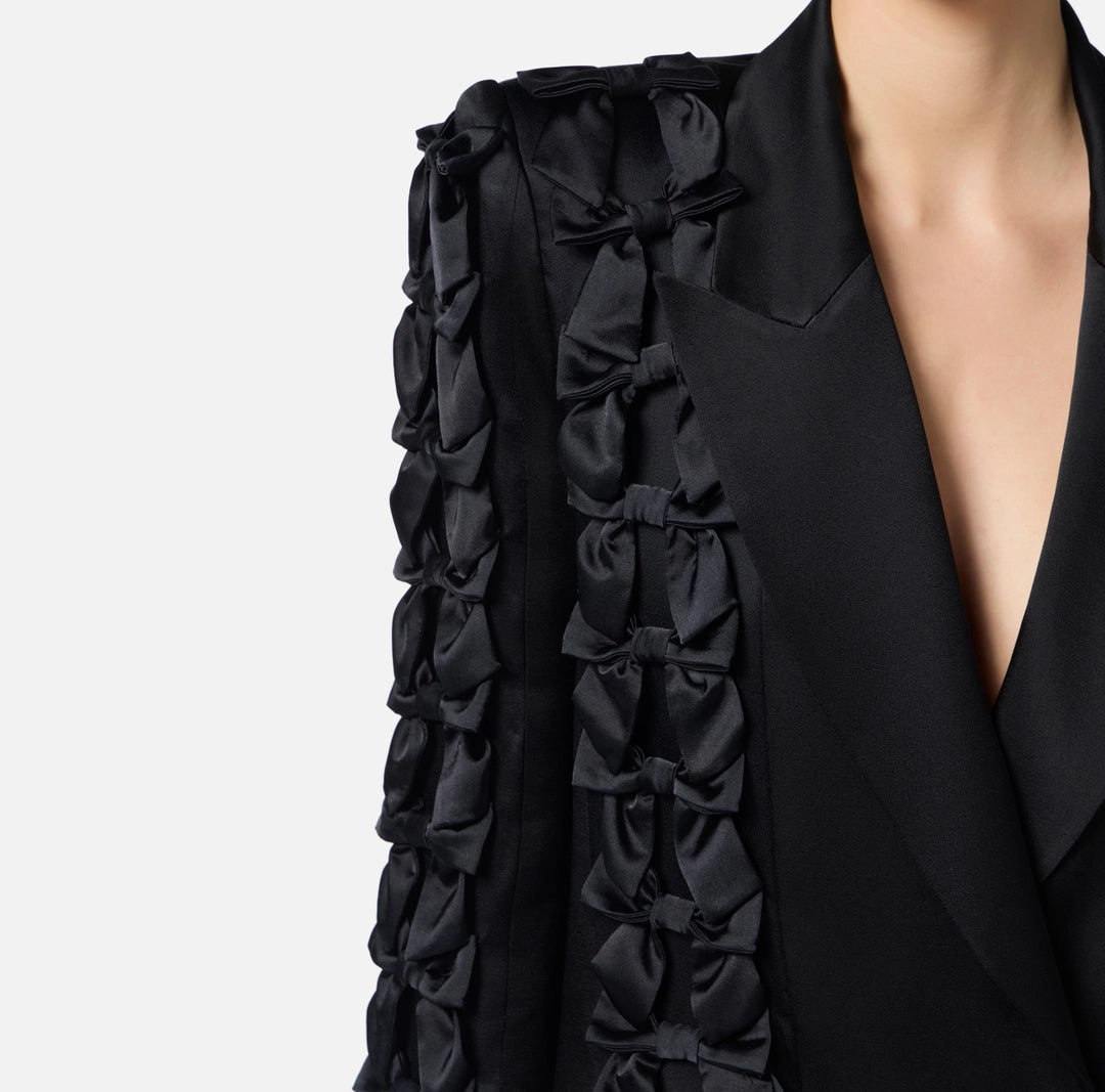 Crêpe-back satin dress with bows | LAST PIECE: 40