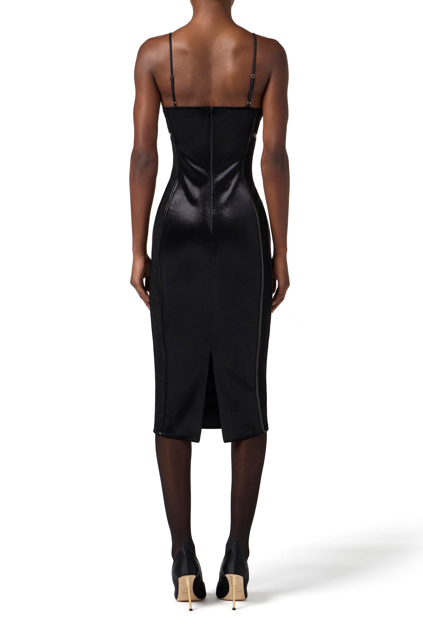 Dress in velvet and floral lace fabrics
