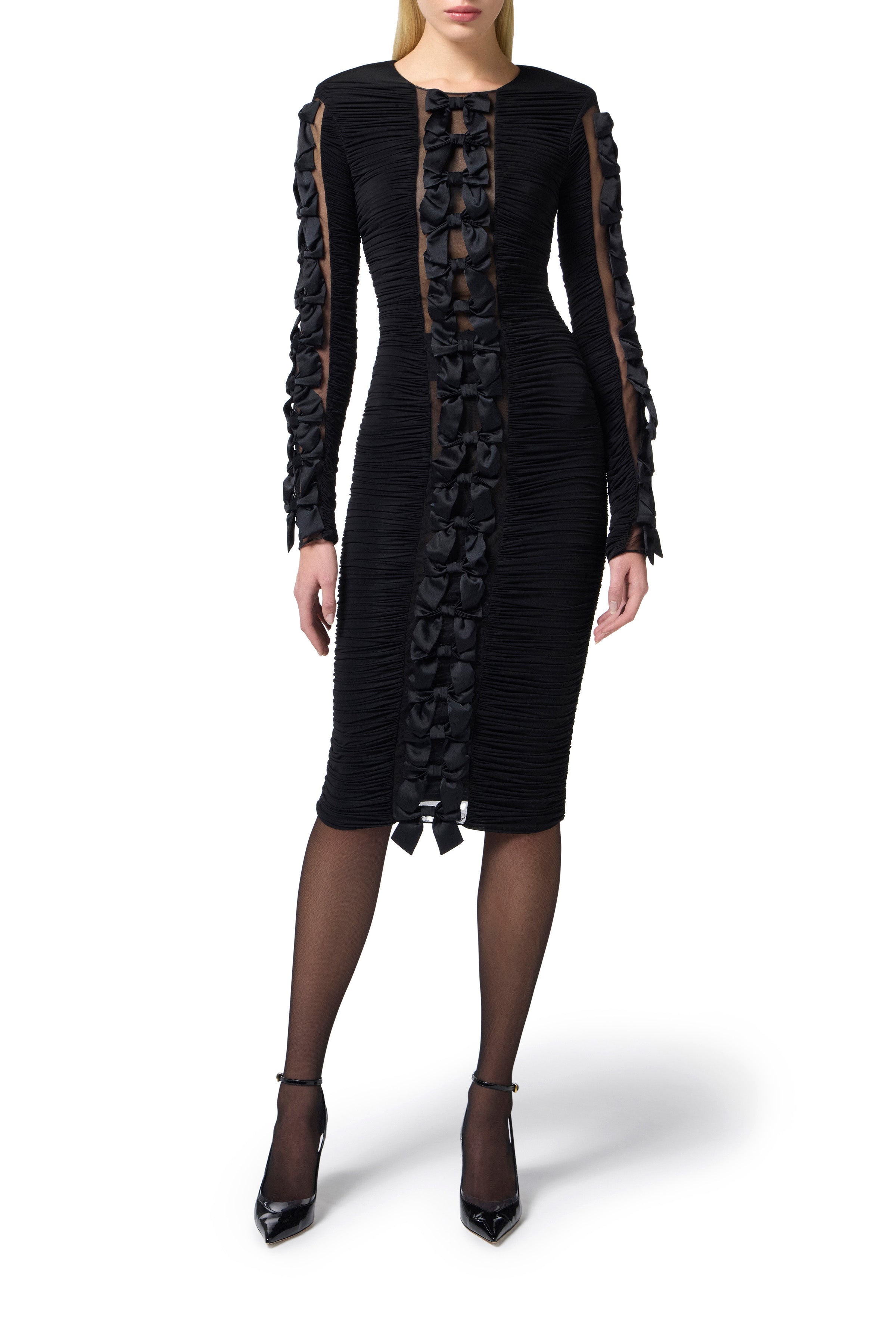 Stretch organza dress with bows | LAST PIECE: 40