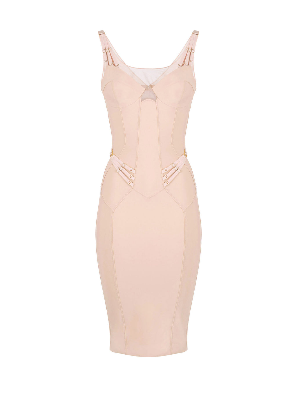 Lightweight jersey and tulle dress with elastic straps
