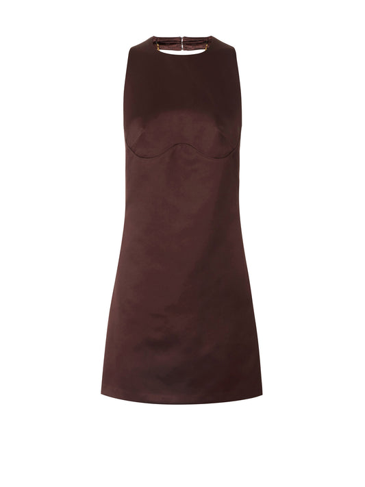 Mini dress in duchess satin with necklace