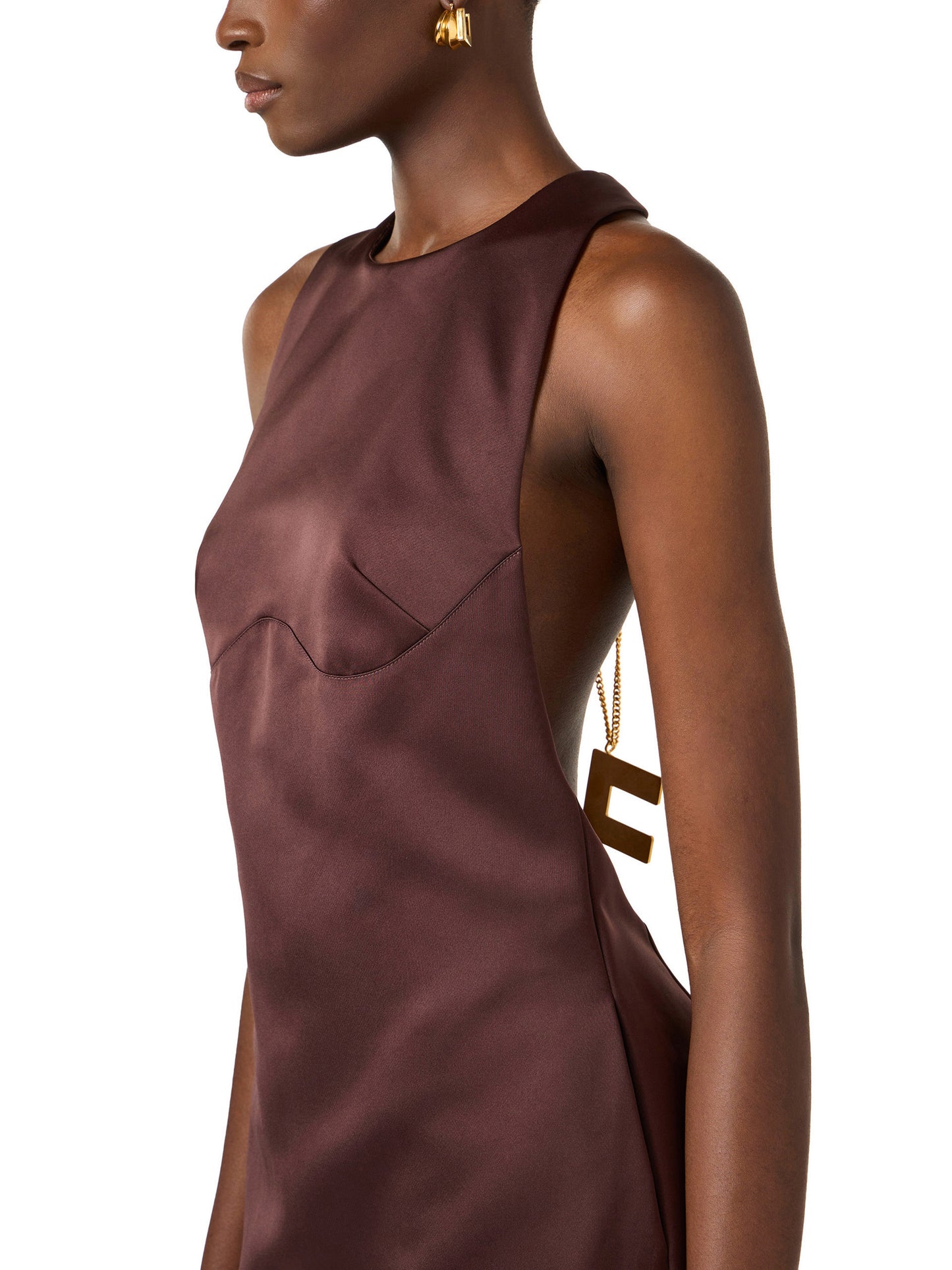 Mini dress in duchess satin with necklace