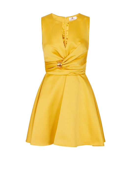 Duchess satin dress with jewel detail