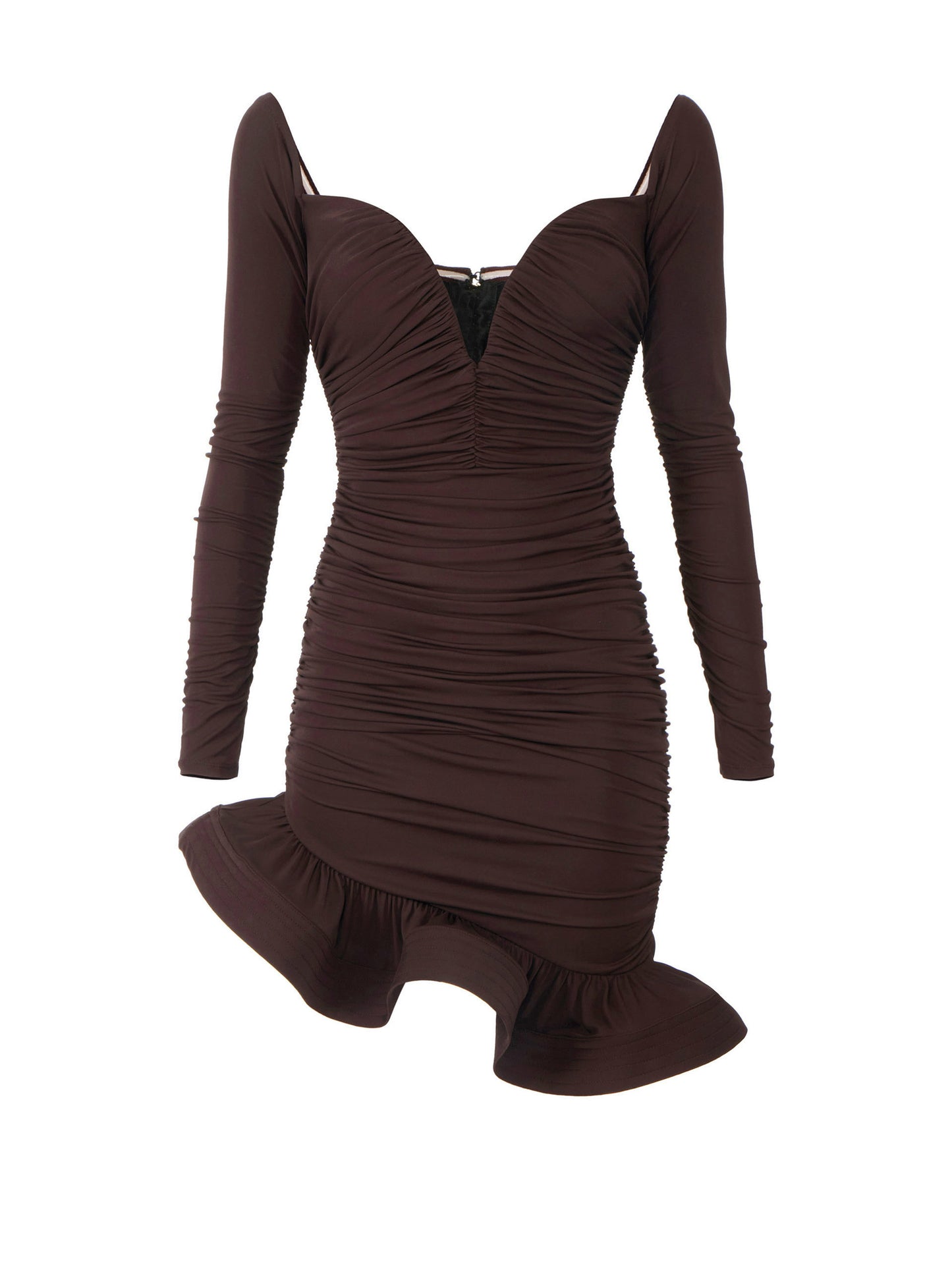 Mini dress in crêpe jersey fabric with flounce