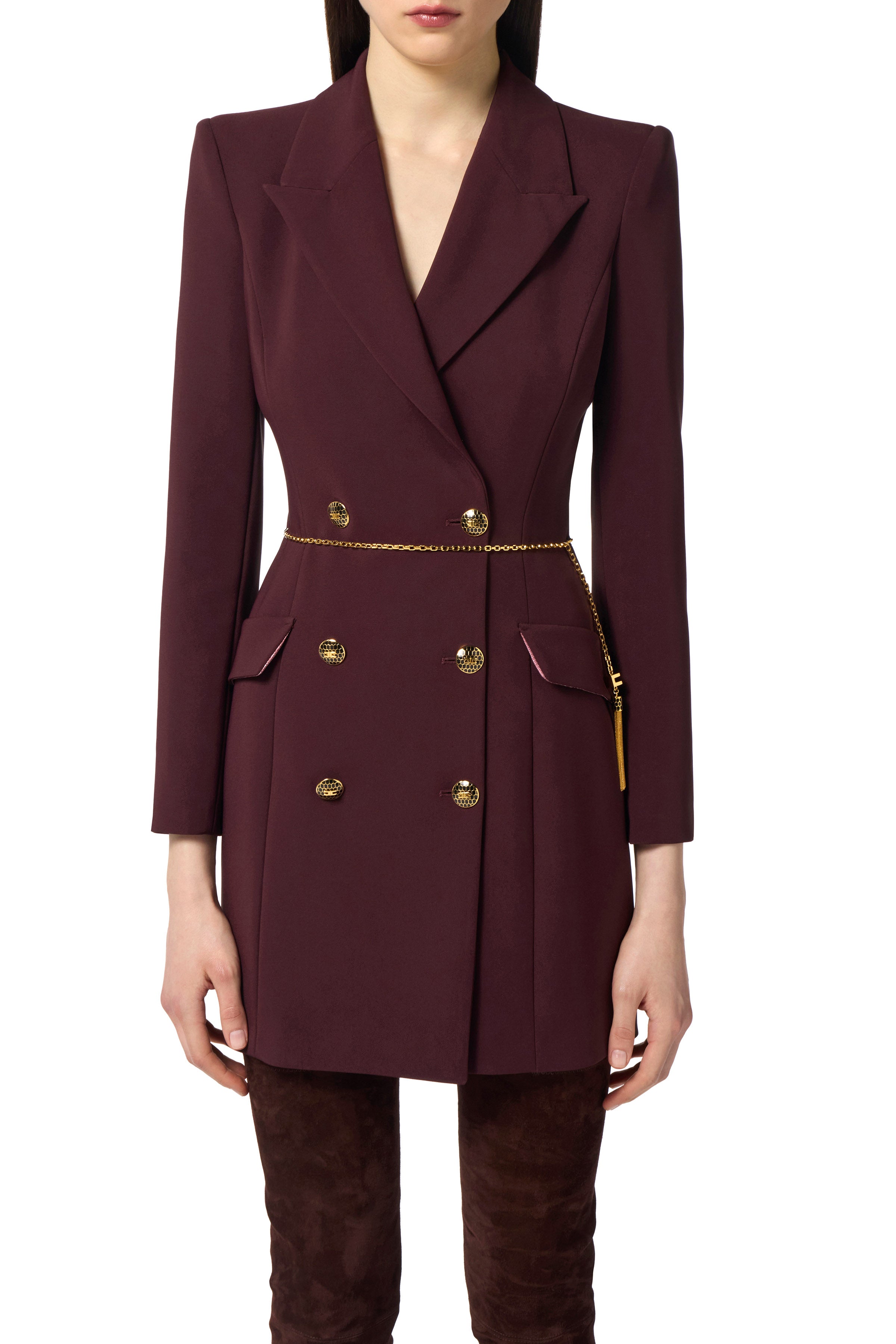Dress in lightweight crêpe fabric with jewel chain